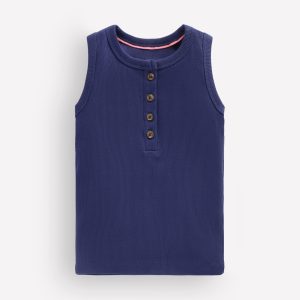 Henley Ribbed Tank-College Navy