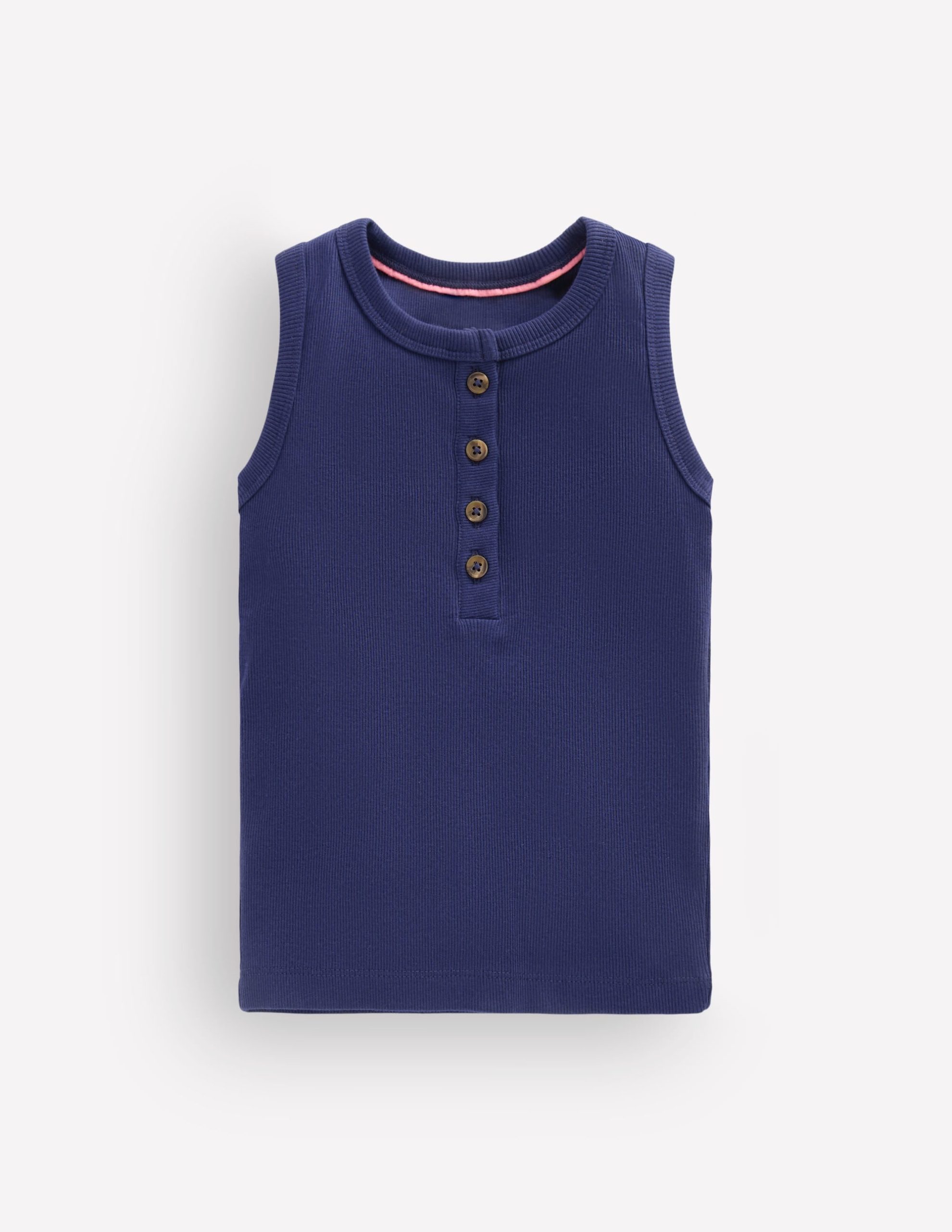 Henley Ribbed Tank-College Navy
