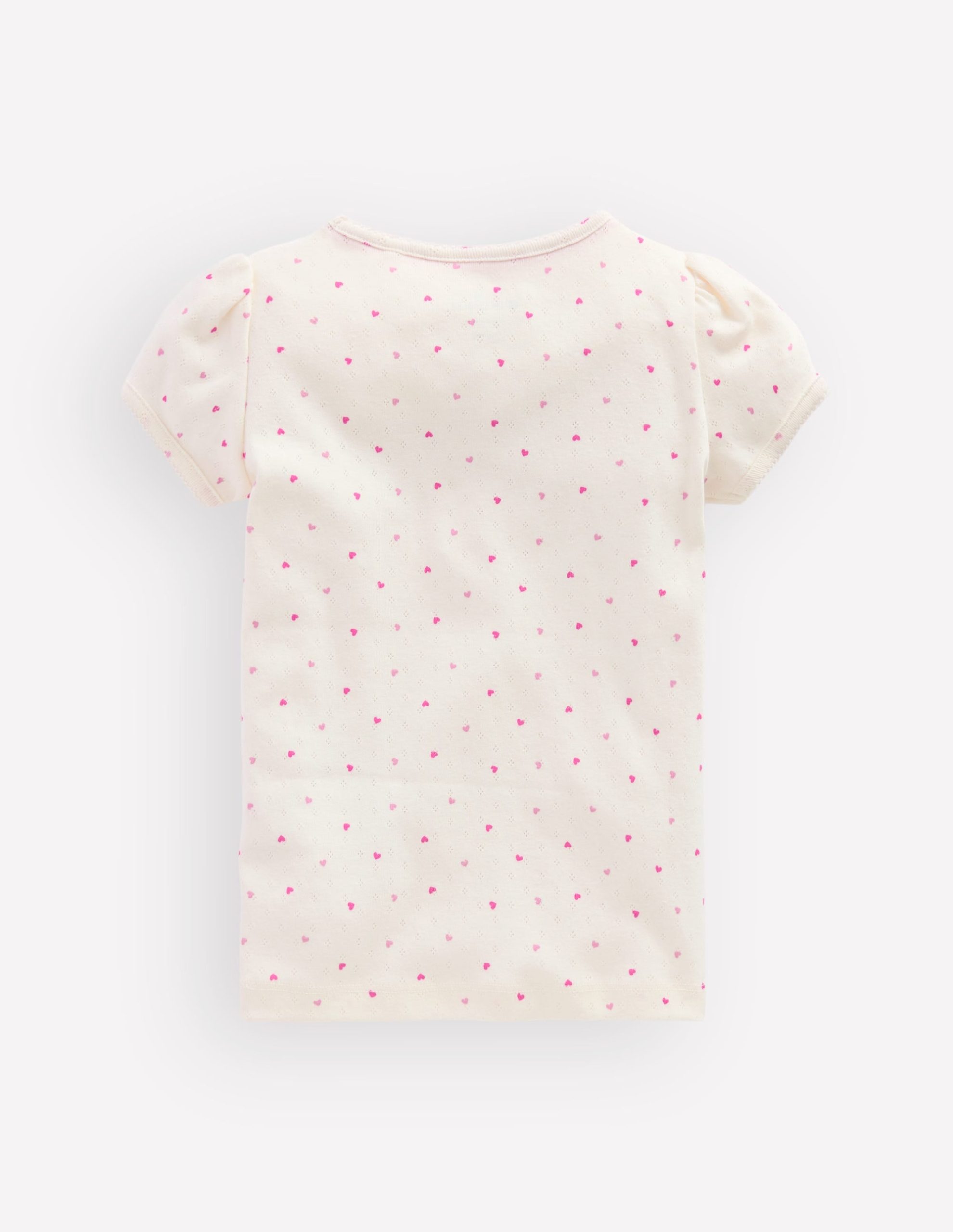 Short Sleeve Pointelle Top-Pink Hearts - Image 2