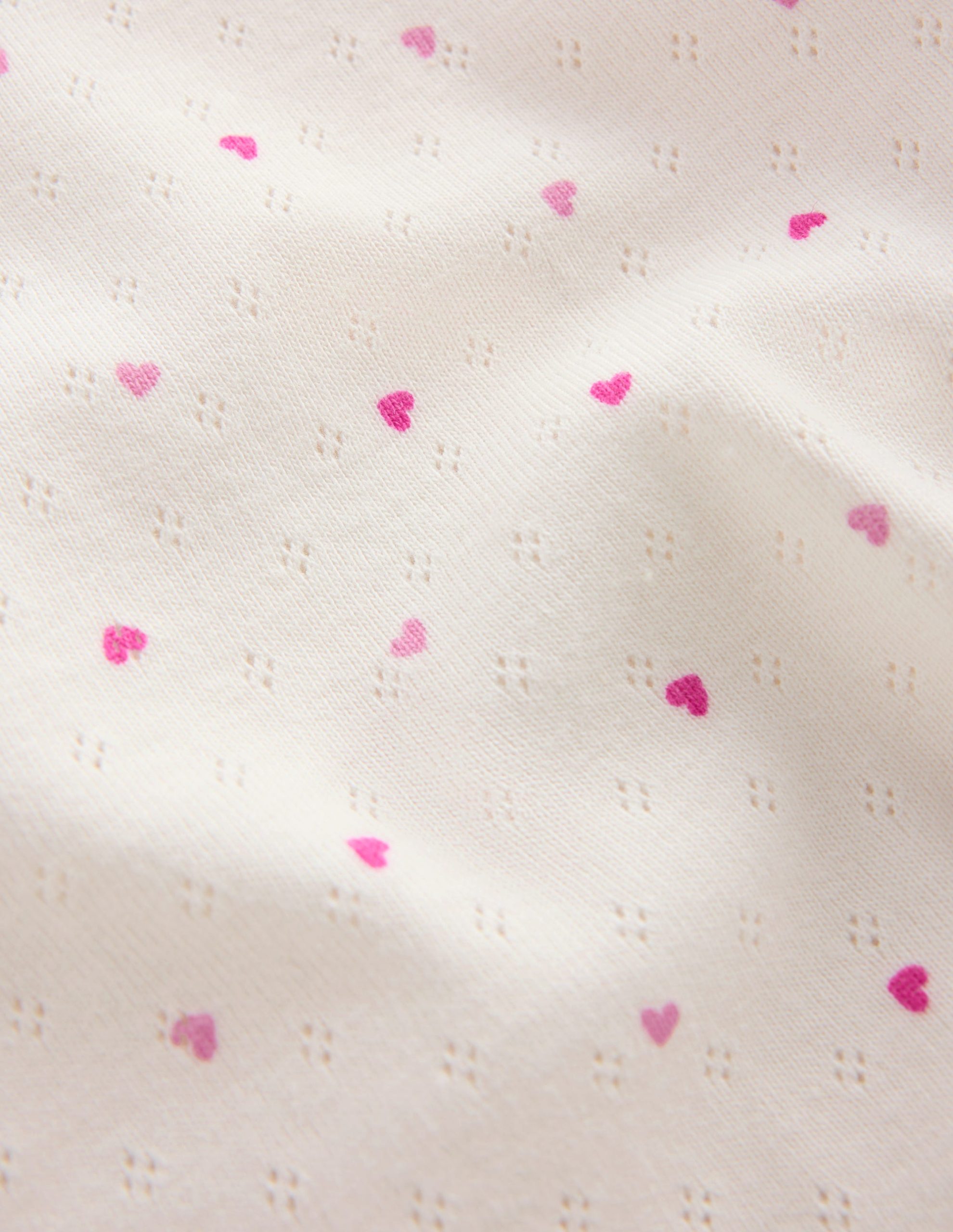 Short Sleeve Pointelle Top-Pink Hearts - Image 3