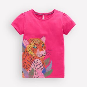 Puff Sleeve Superstitch Top-Raspberry Pink Leopard