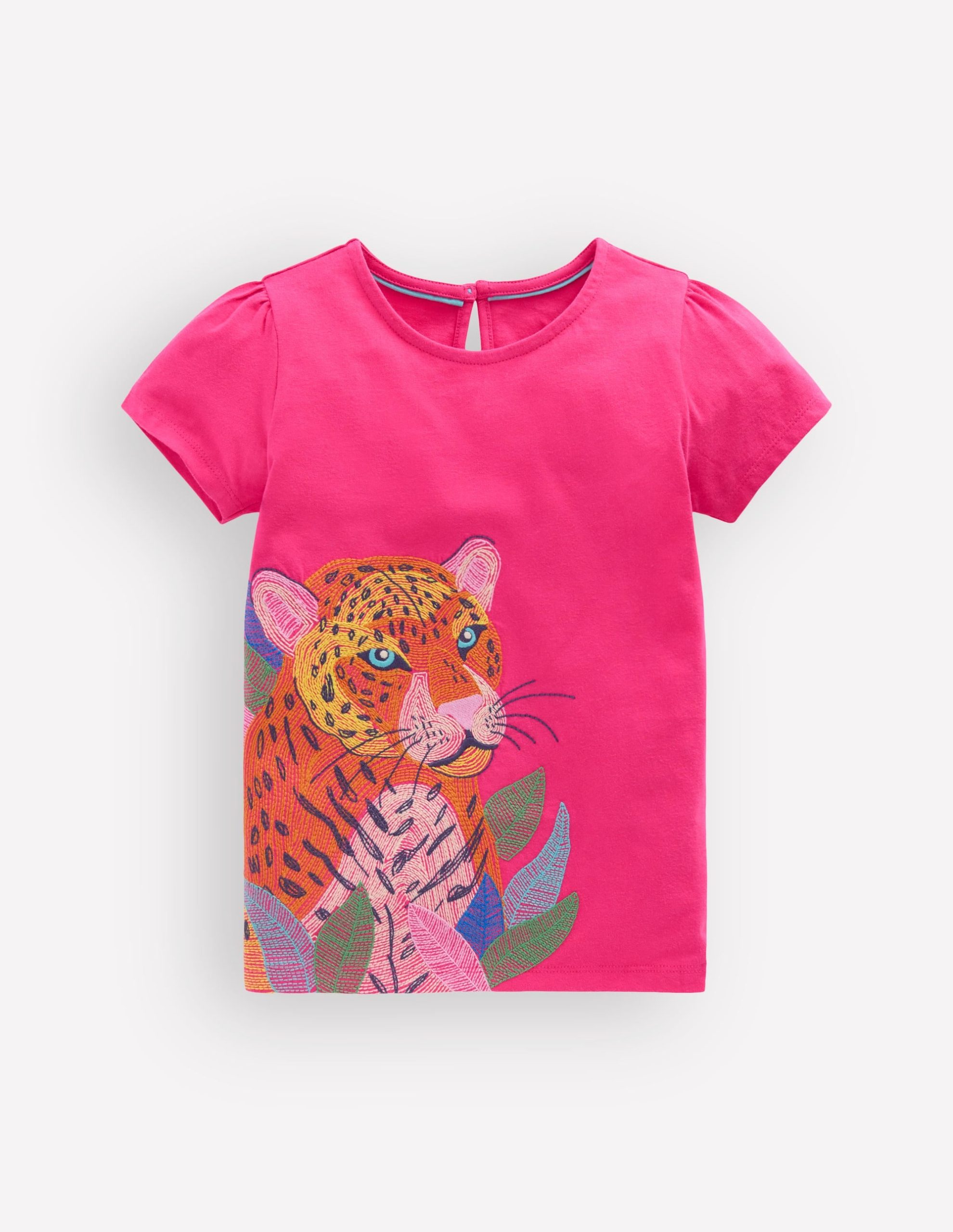 Puff Sleeve Superstitch Top-Raspberry Pink Leopard
