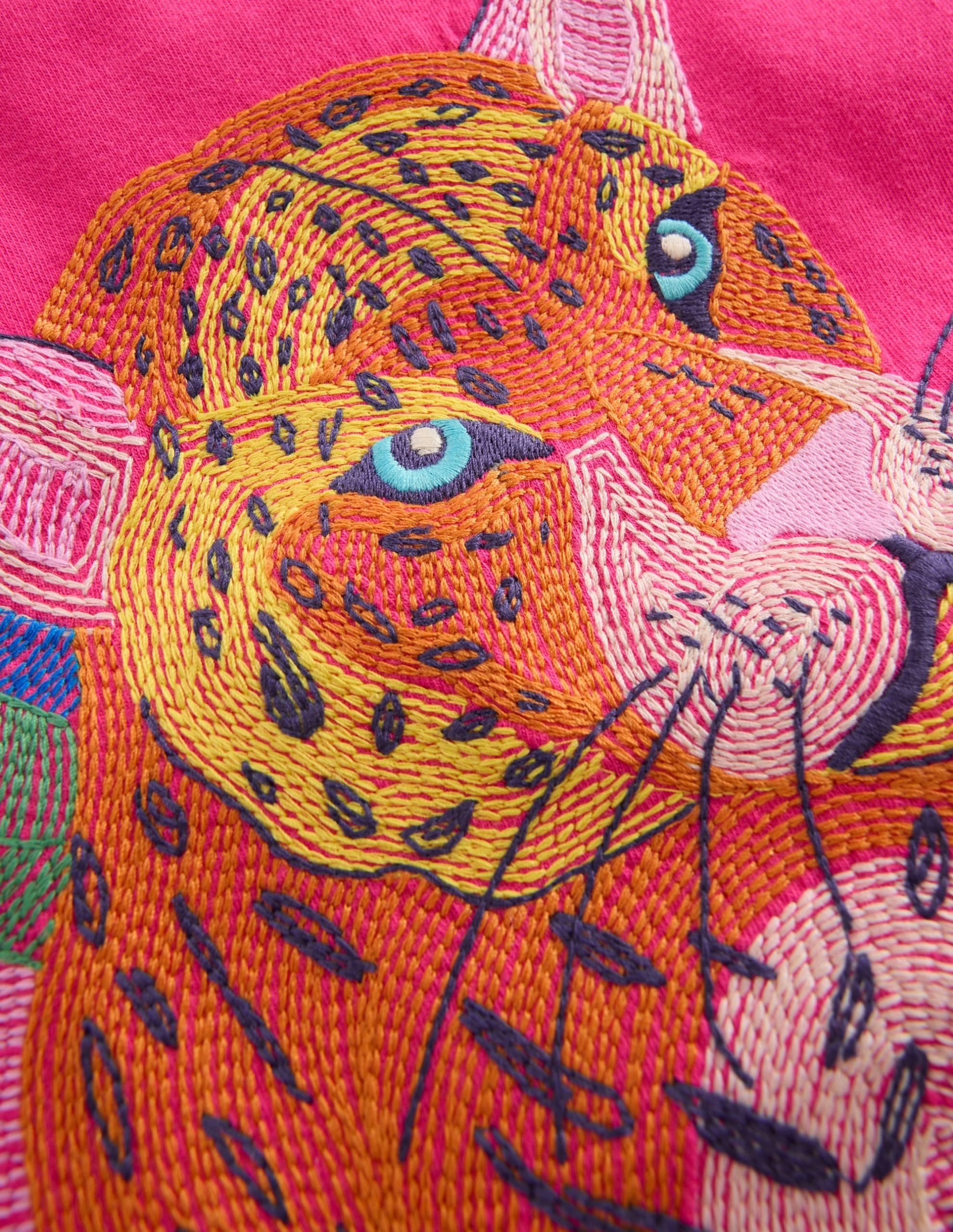 Puff Sleeve Superstitch Top-Raspberry Pink Leopard - Image 3