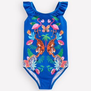 Hallie Frill Strap Swimsuit-Jungle Placement