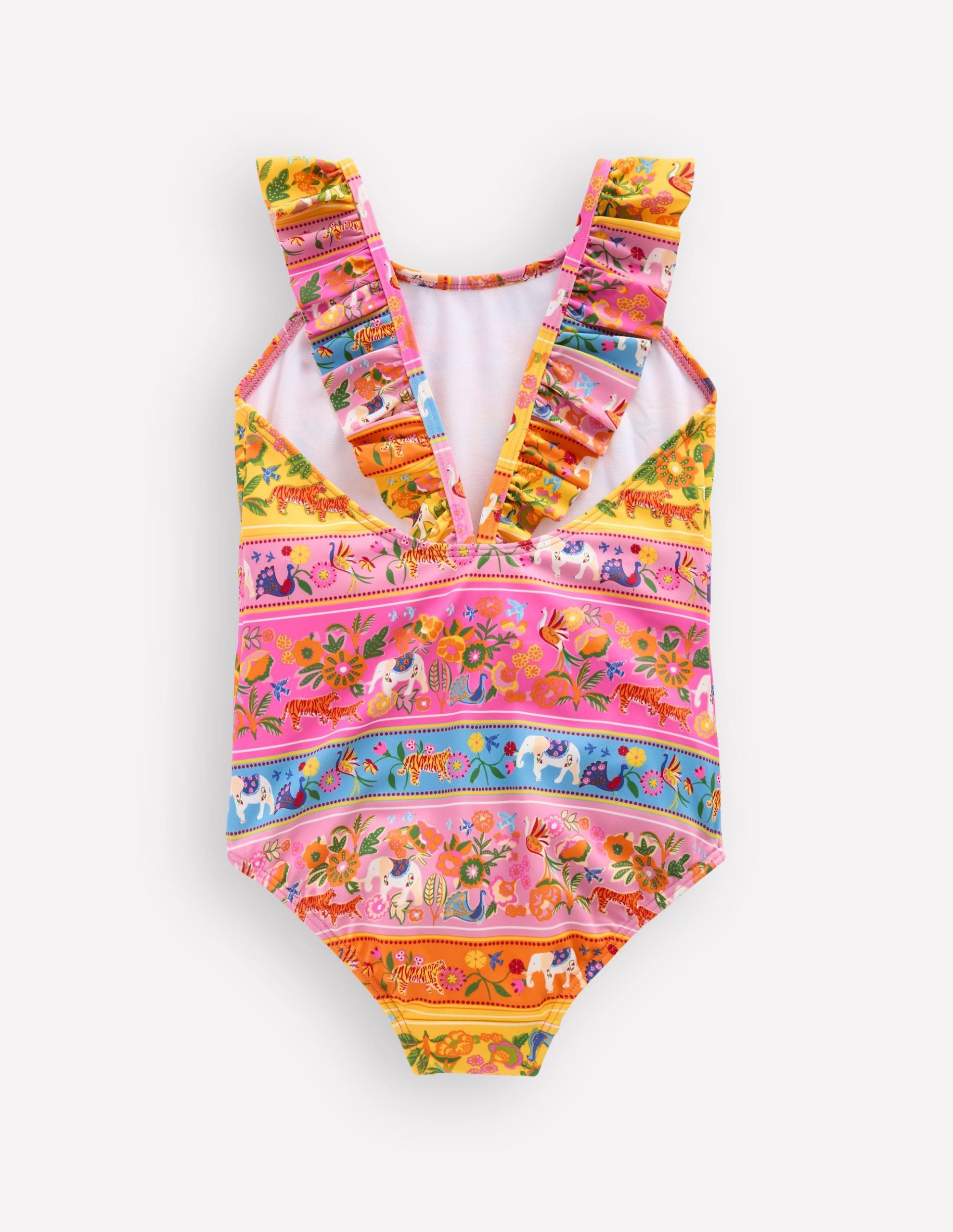 Hallie Frill Strap Swimsuit-Multi Tropical Animals Stripe - Image 2