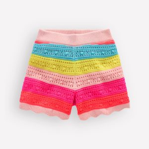 Knitted Shorts-Neon Multi Stripe
