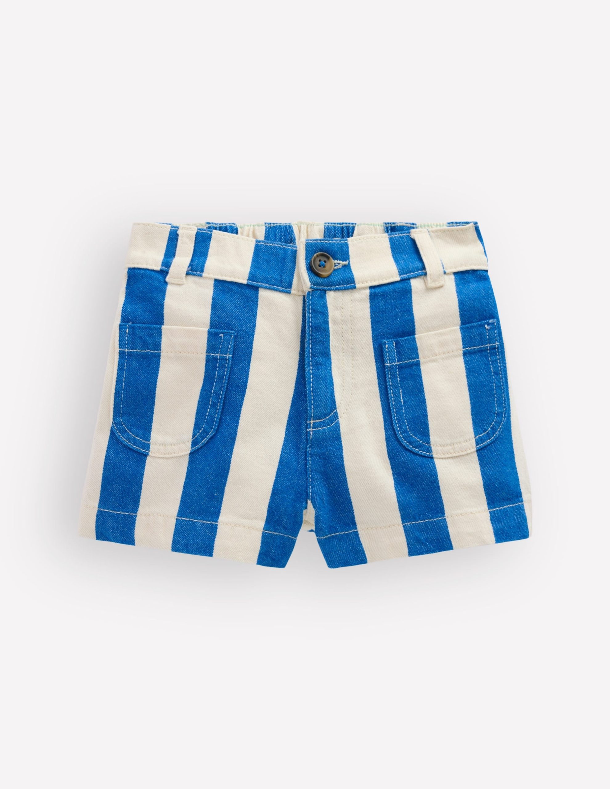 Patch Pocket Shorts-Kingfisher Blue/ Ivory - Image 3