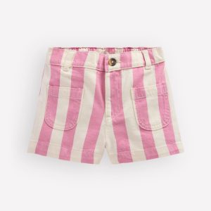 Patch Pocket Shorts-Pink Stripe