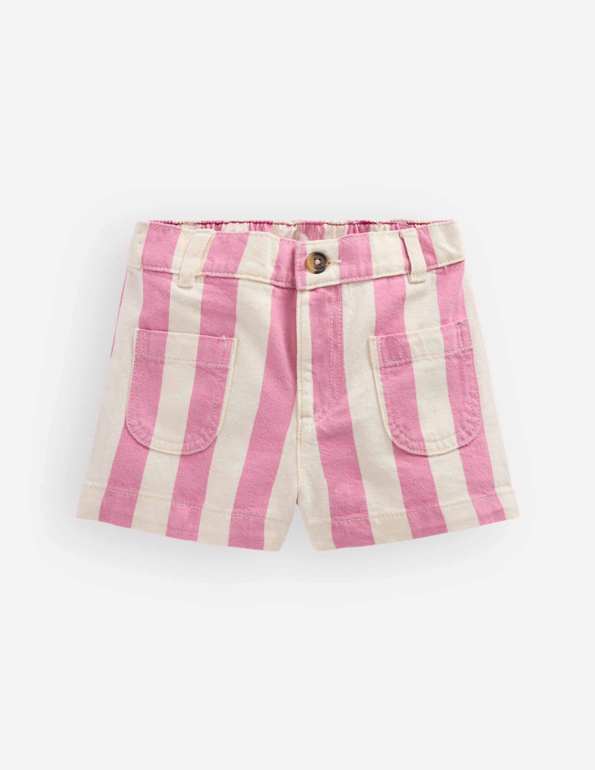 Patch Pocket Shorts-Pink Stripe