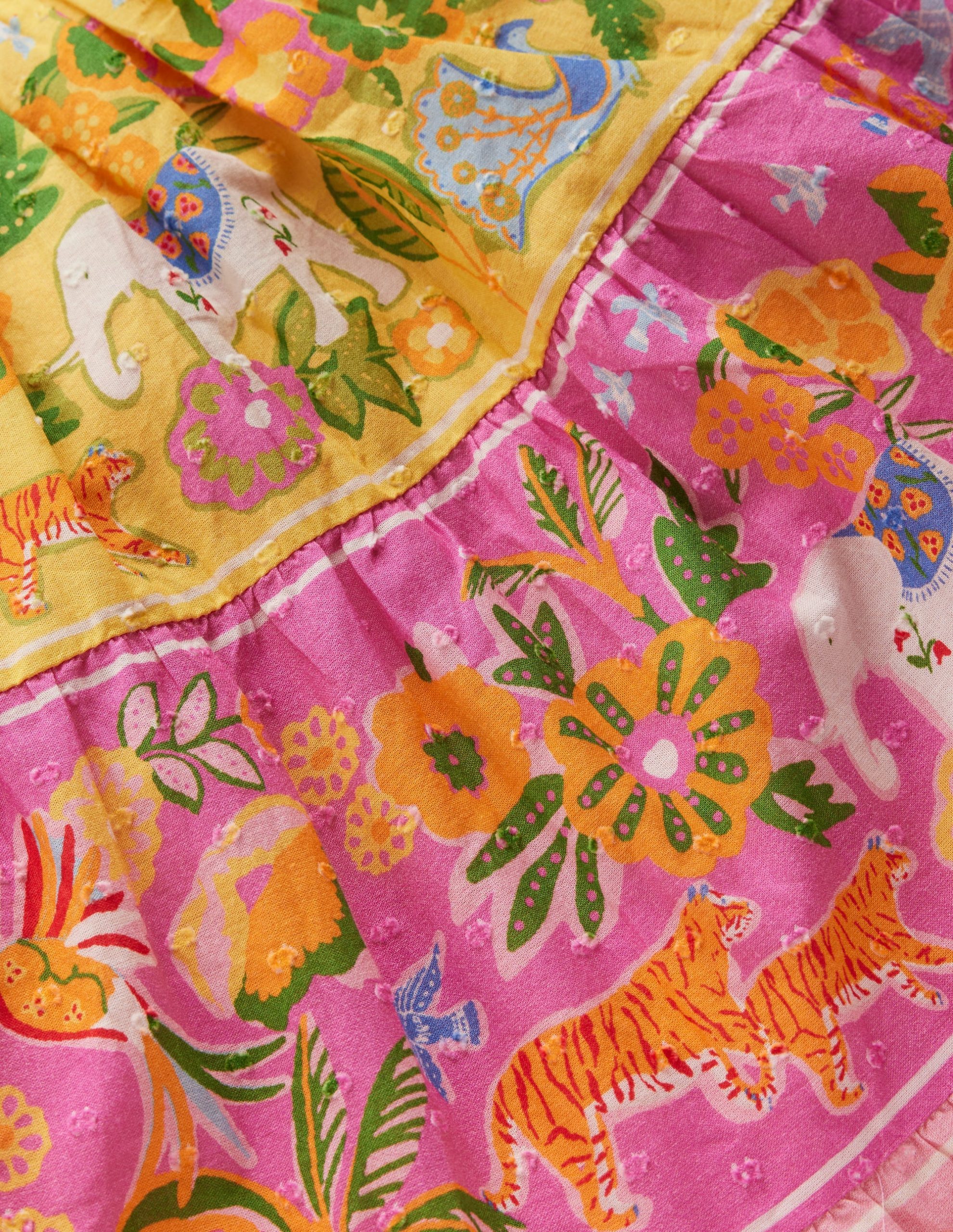 Midi Tiered Skirt-Multi Tropical Animals - Image 3