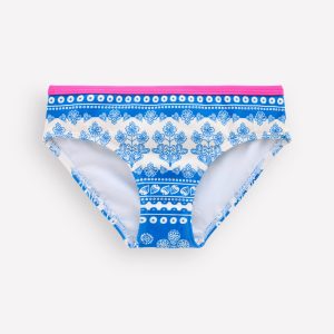 Patterned Bikini Bottoms-Azure Blue Woodblock