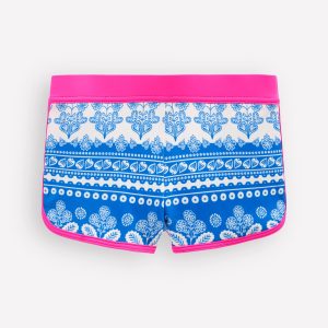 Patterned Swim Shorts-Azure Blue Woodblock