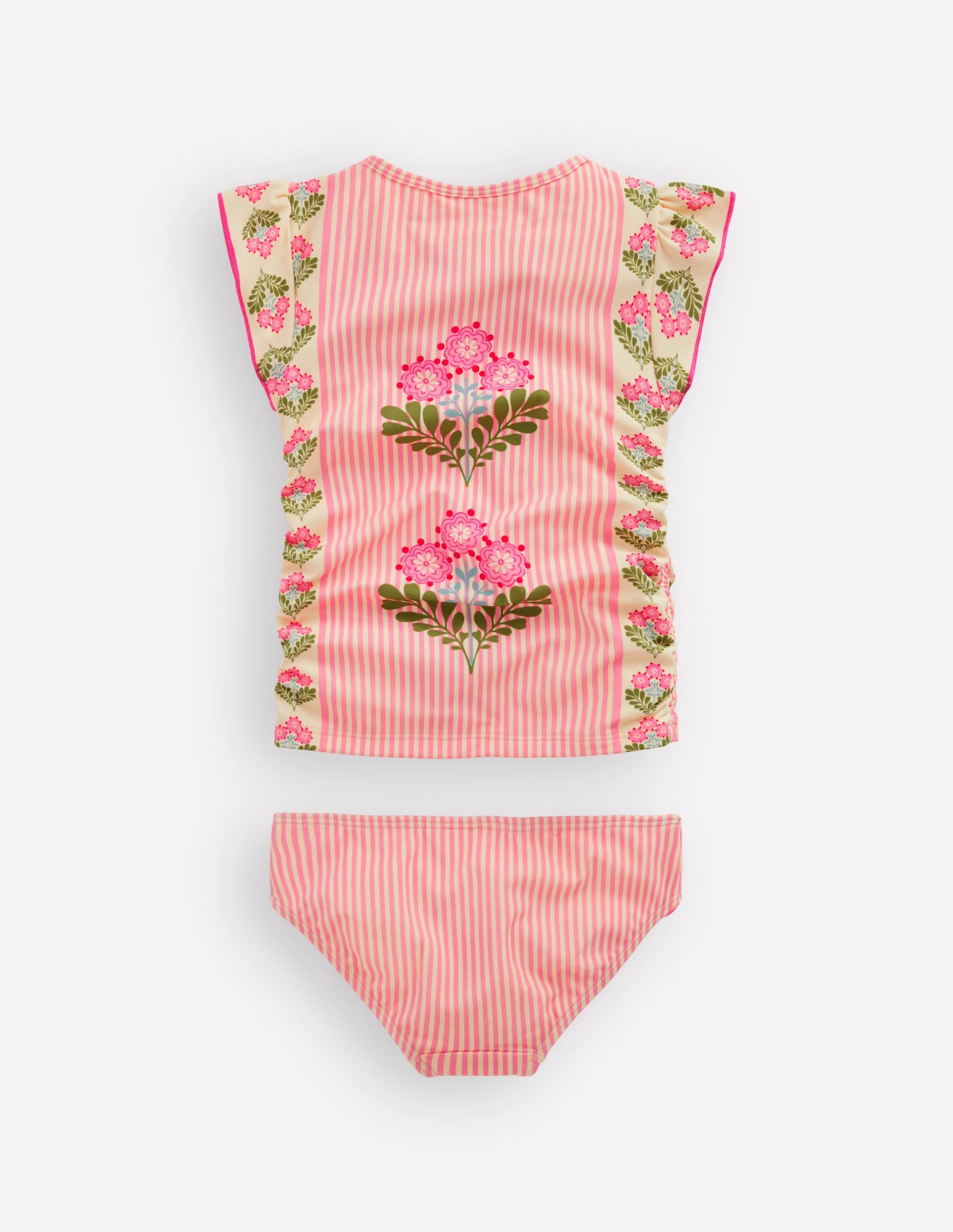 Ruched Tankini Set-Strawberry Pink Woodblock - Image 2