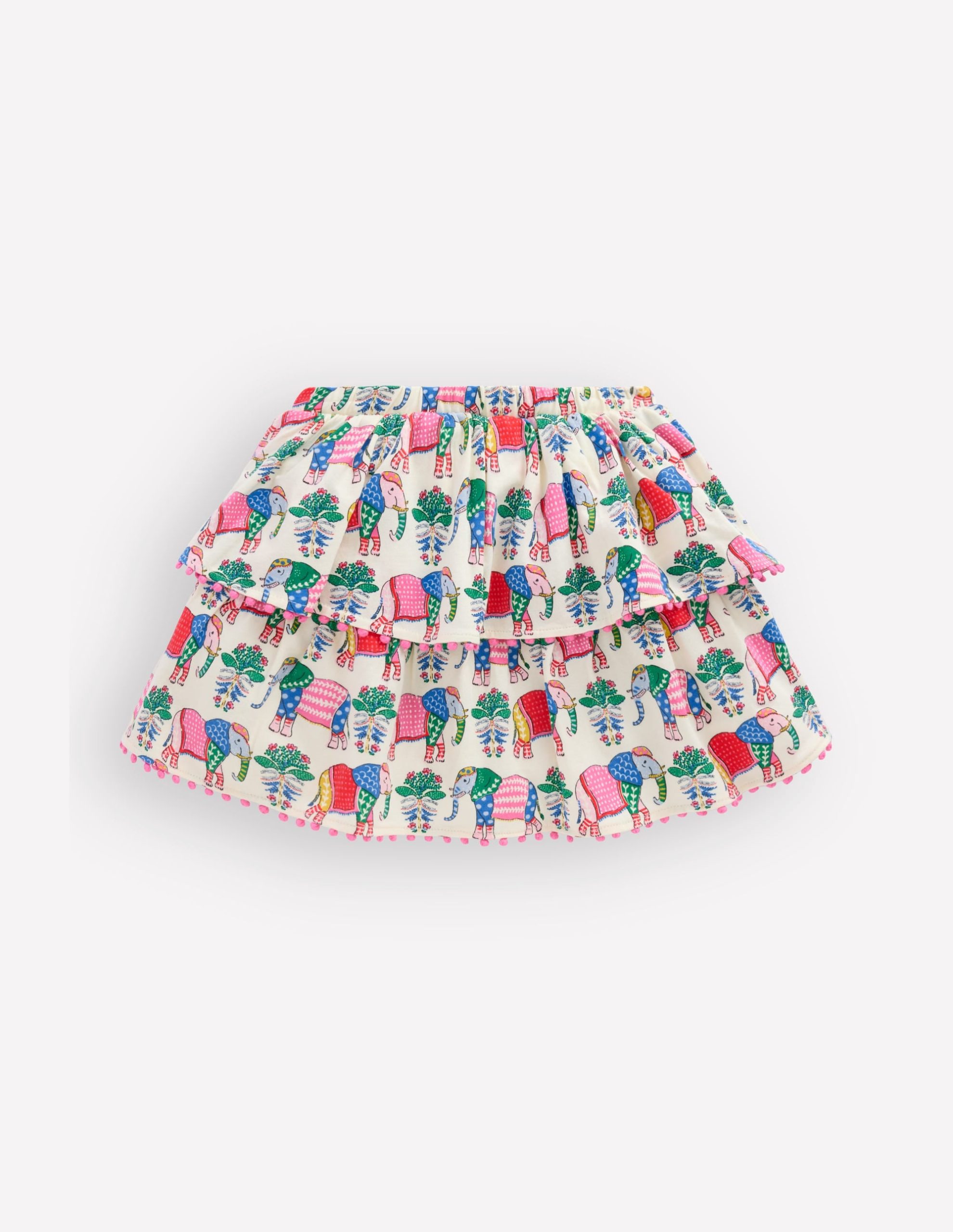 Ruffle Jersey Skort-Multi Elephant Woodblock - Image 2