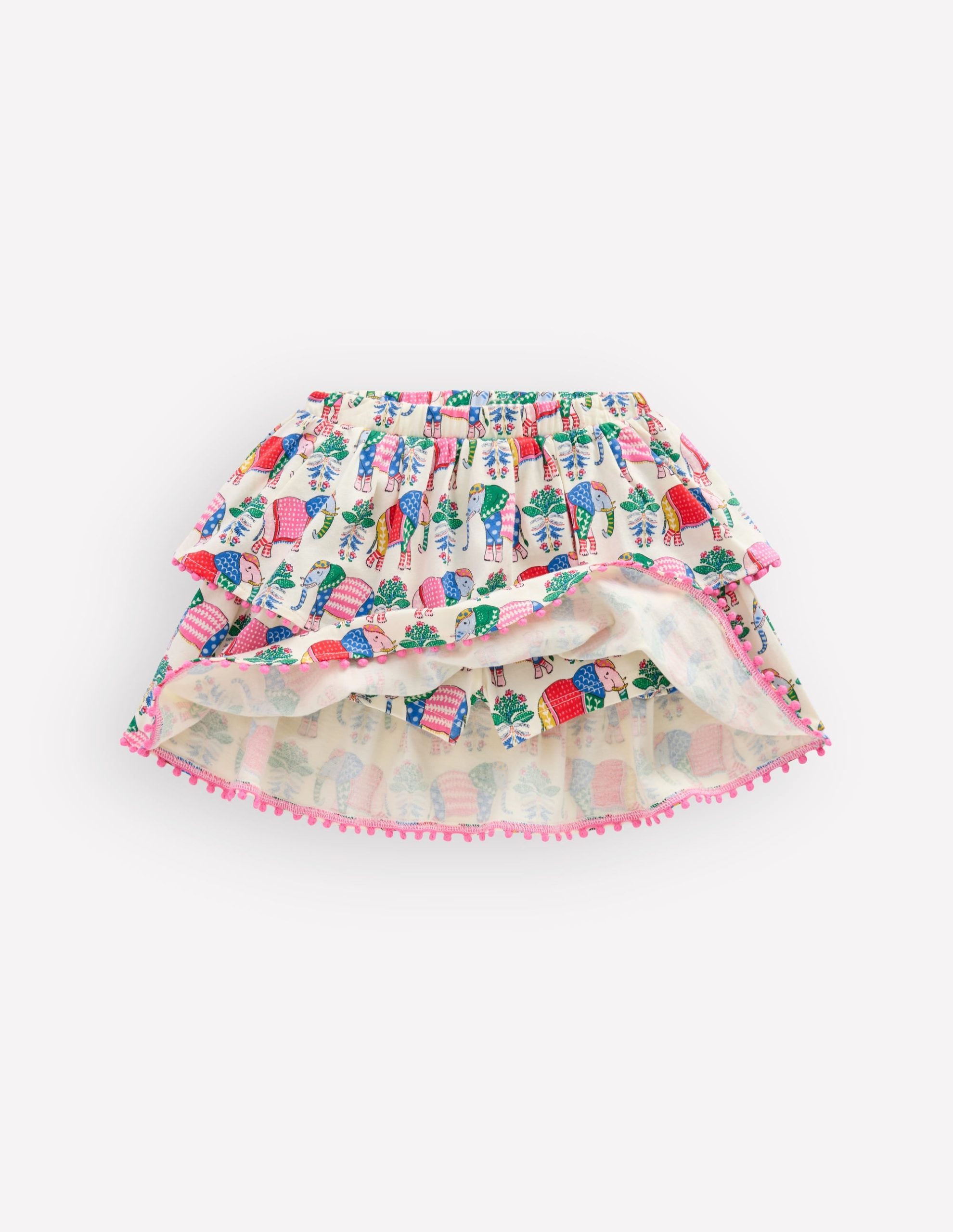 Ruffle Jersey Skort-Multi Elephant Woodblock - Image 4
