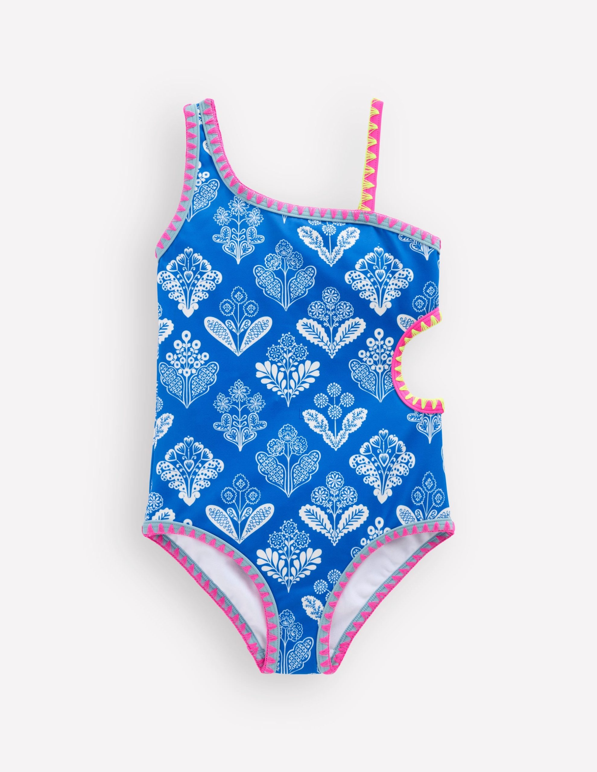 Cut Out Swimsuit-Kingfisher Blue Woodblock