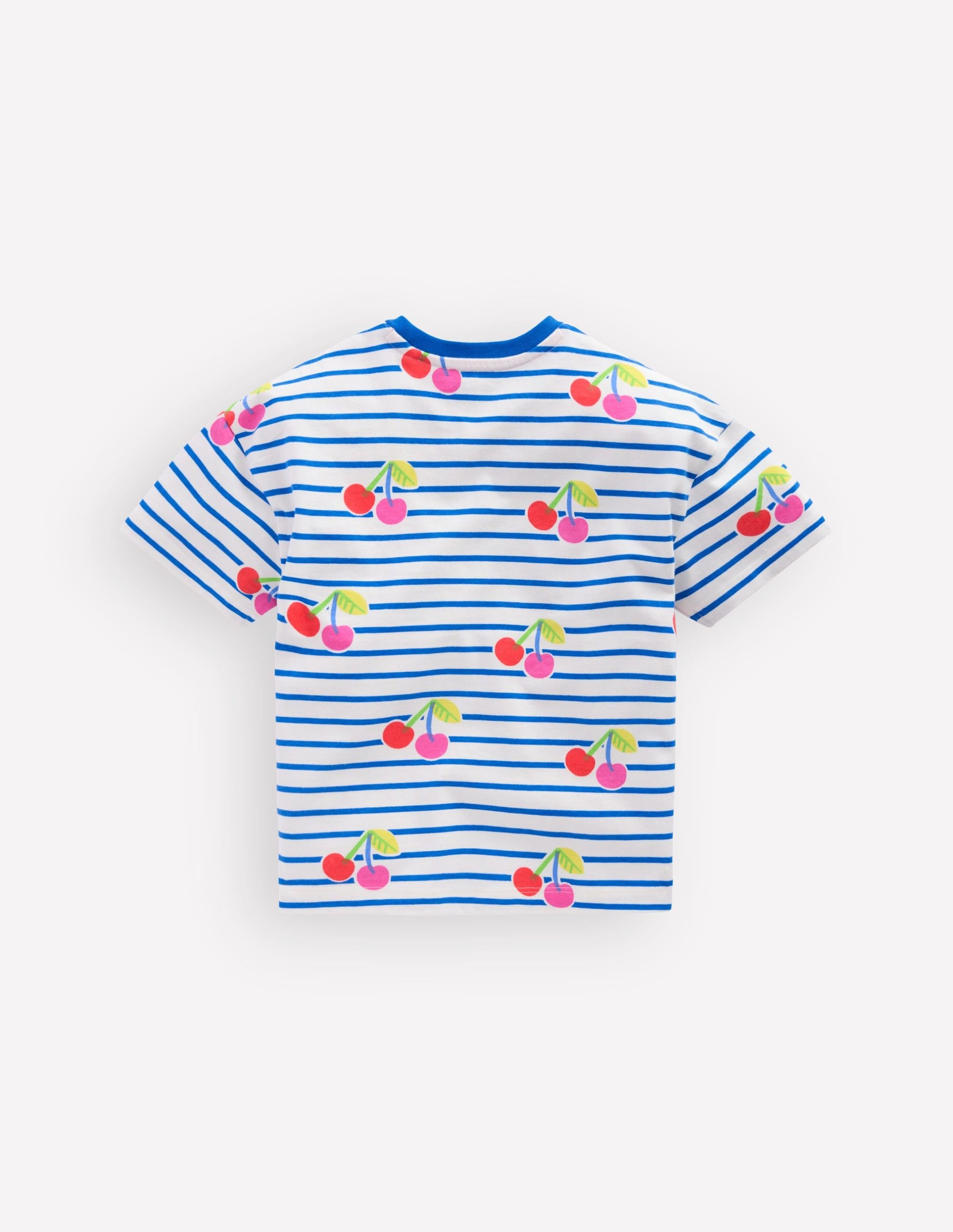 Easy Breton T-shirt-Kingfisher Blue Cherries - Image 2