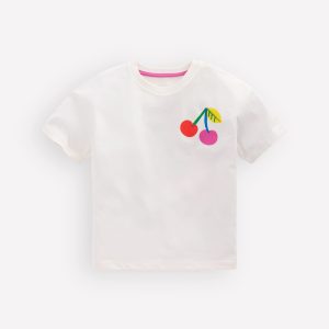 Short Sleeve Printed T-Shirt-Soft Ivory Cherries
