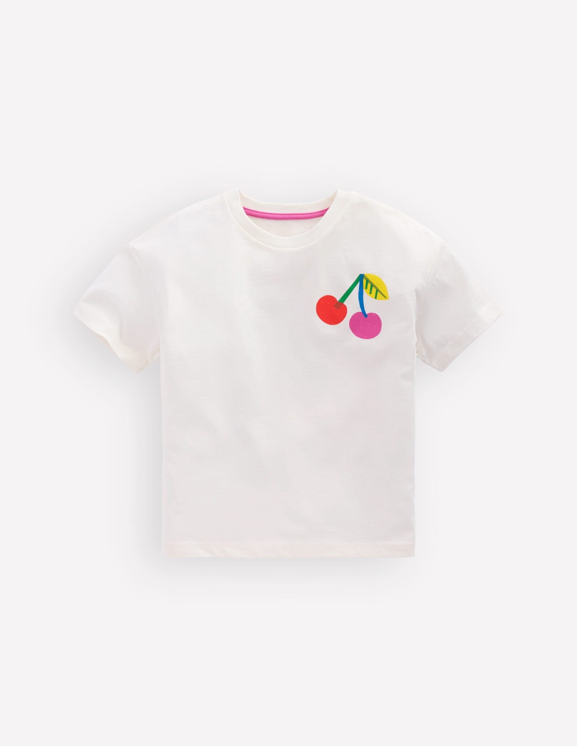 Short Sleeve Printed T-Shirt-Soft Ivory Cherries