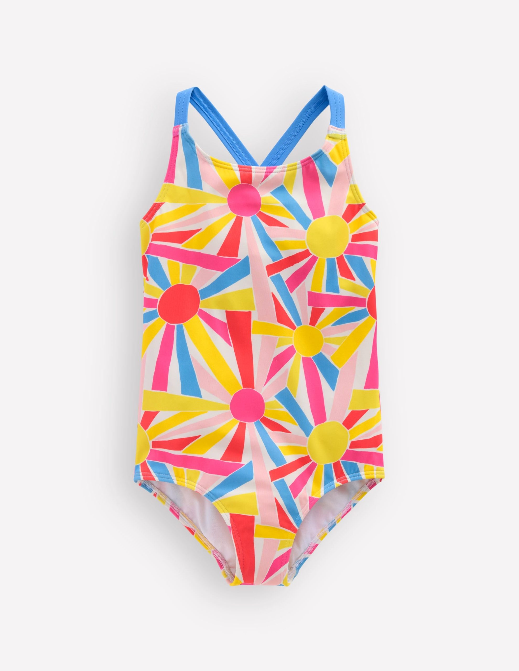 Cross-Back Printed Swimsuit-Ivory Sunburst - Image 3