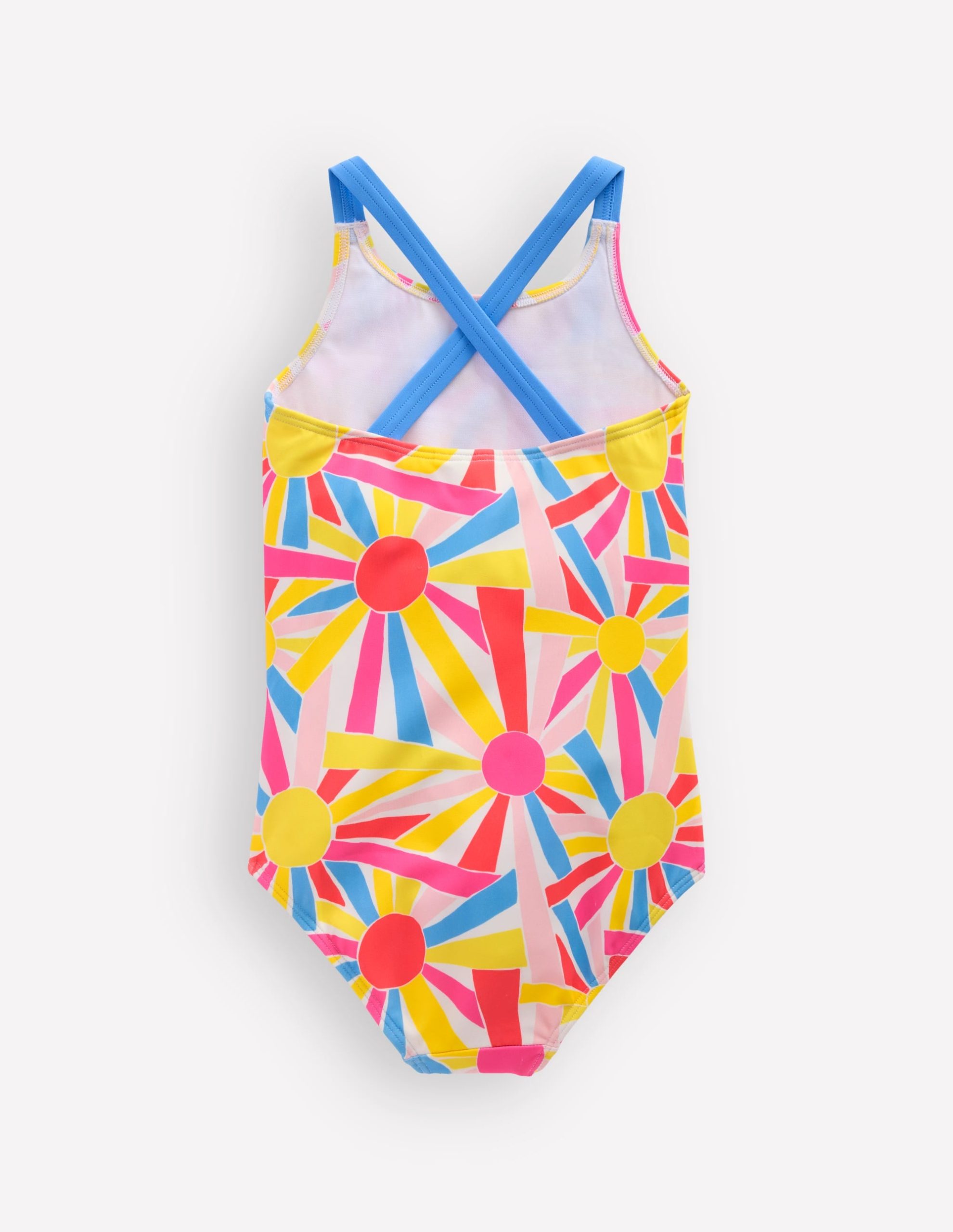 Cross-Back Printed Swimsuit-Ivory Sunburst - Image 4