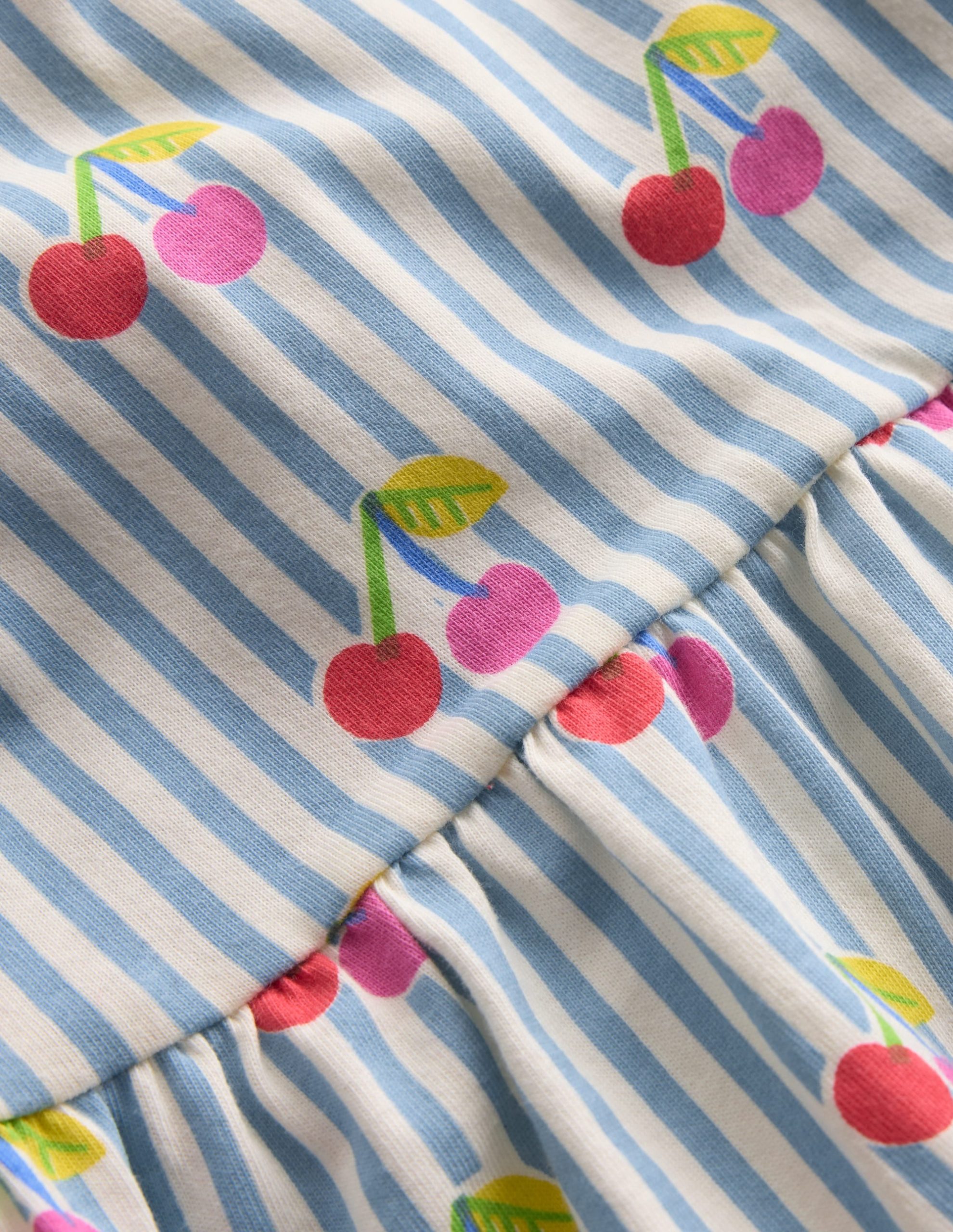 Jersey T-Shirt Dress-Blue Cherry Stripe - Image 4