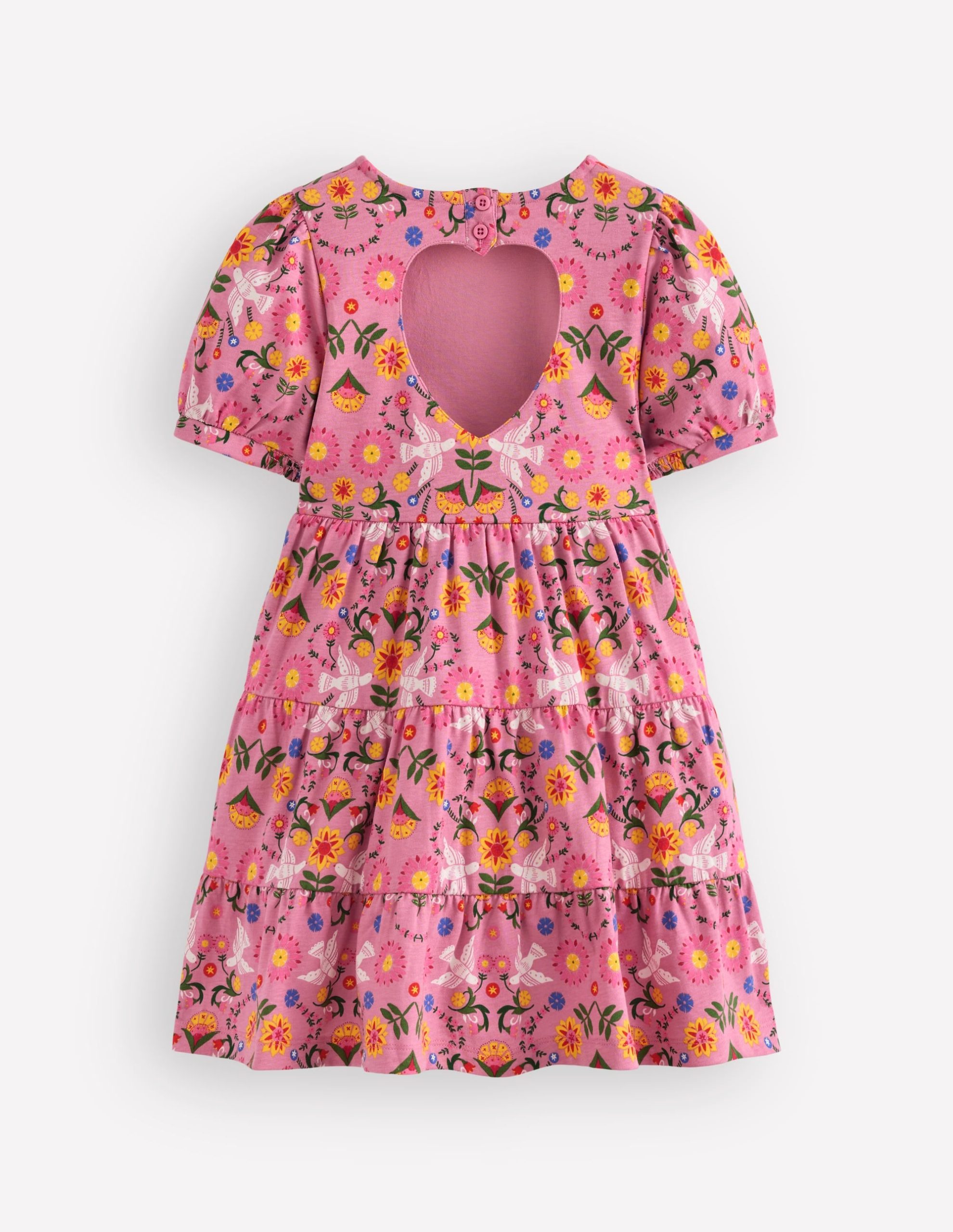 Heart Back Jersey Dress-Formica Pink Bird Floral - Image 2