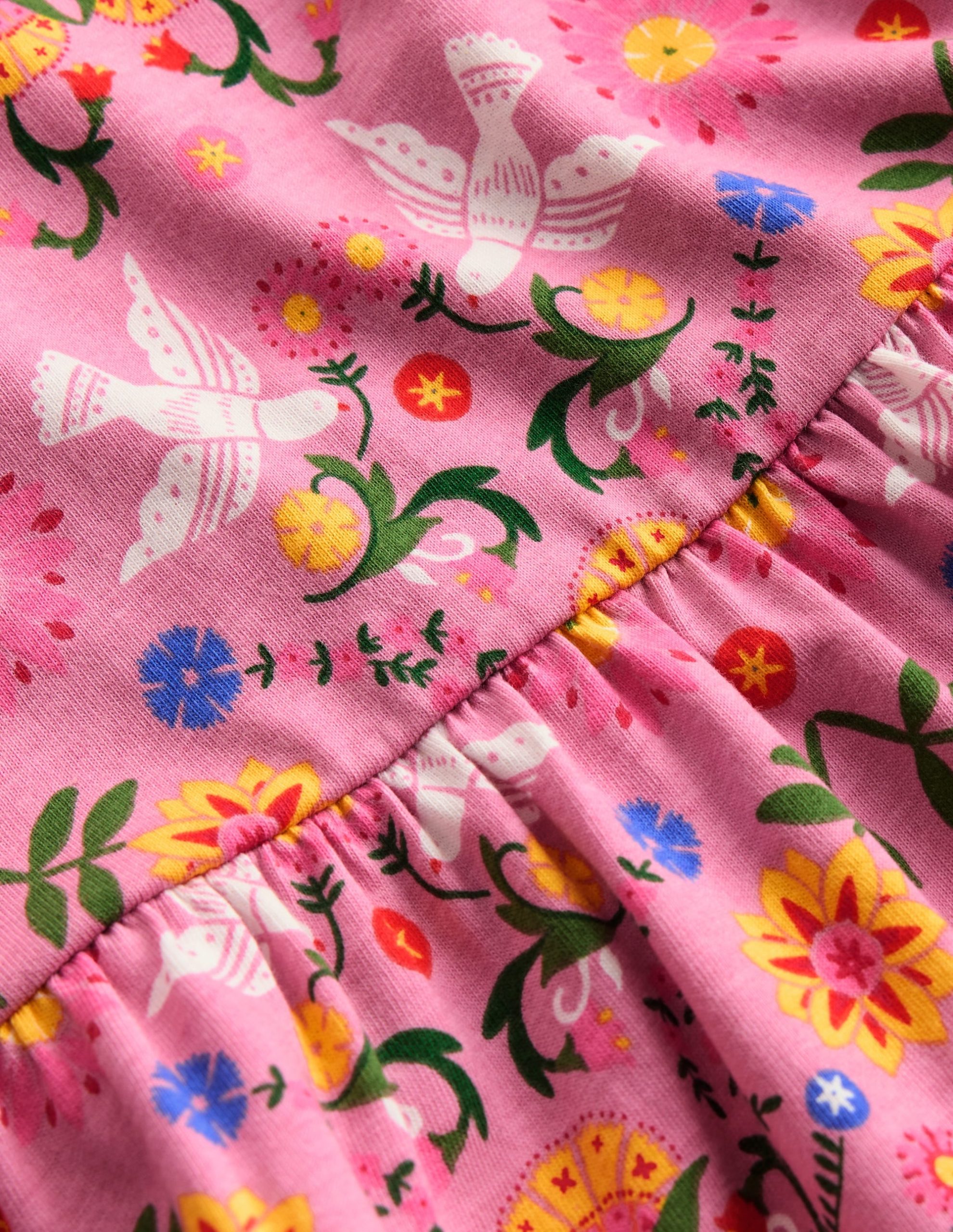 Heart Back Jersey Dress-Formica Pink Bird Floral - Image 3