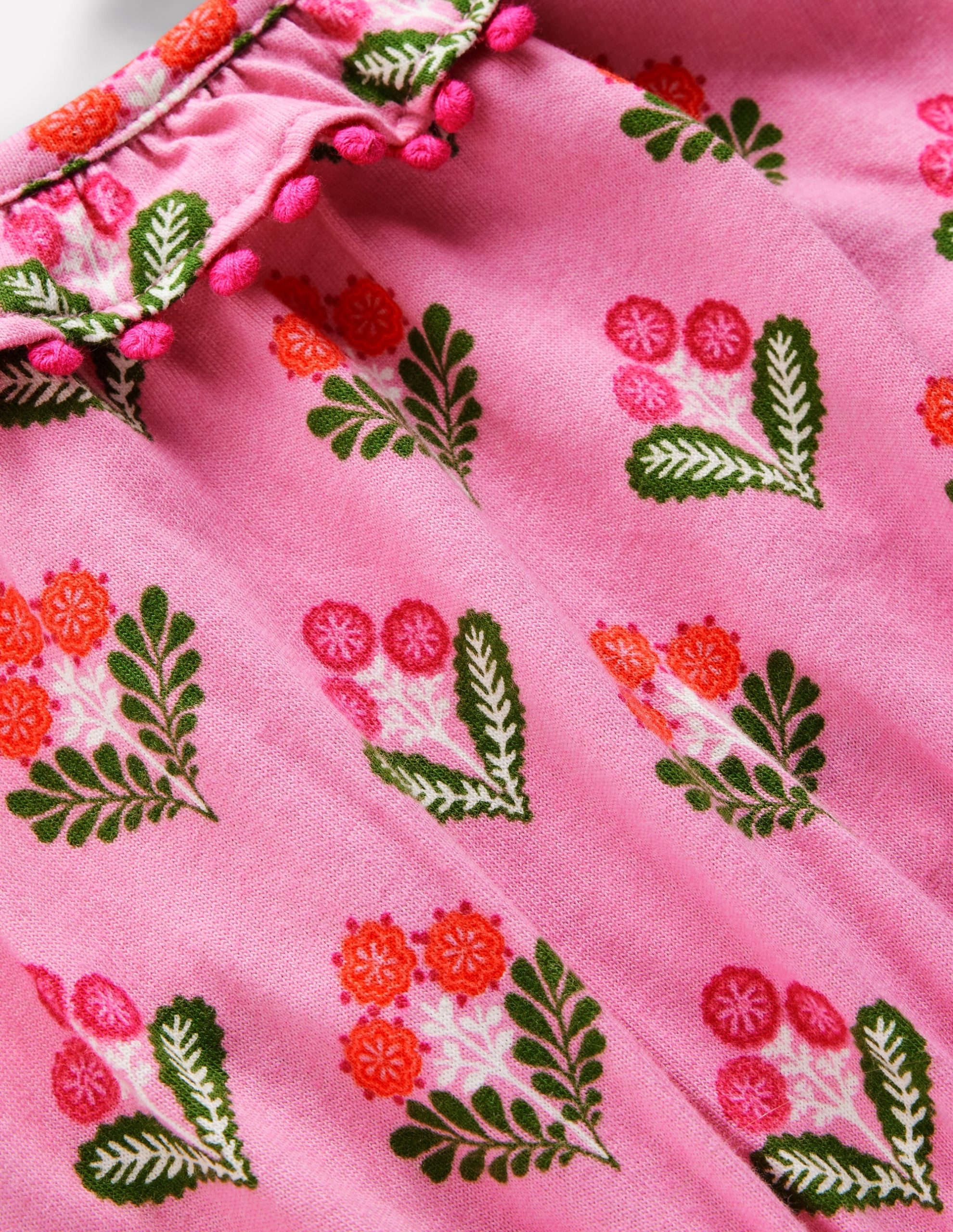Ruffle Neck Trim Dress-Formica Pink Block Floral - Image 4