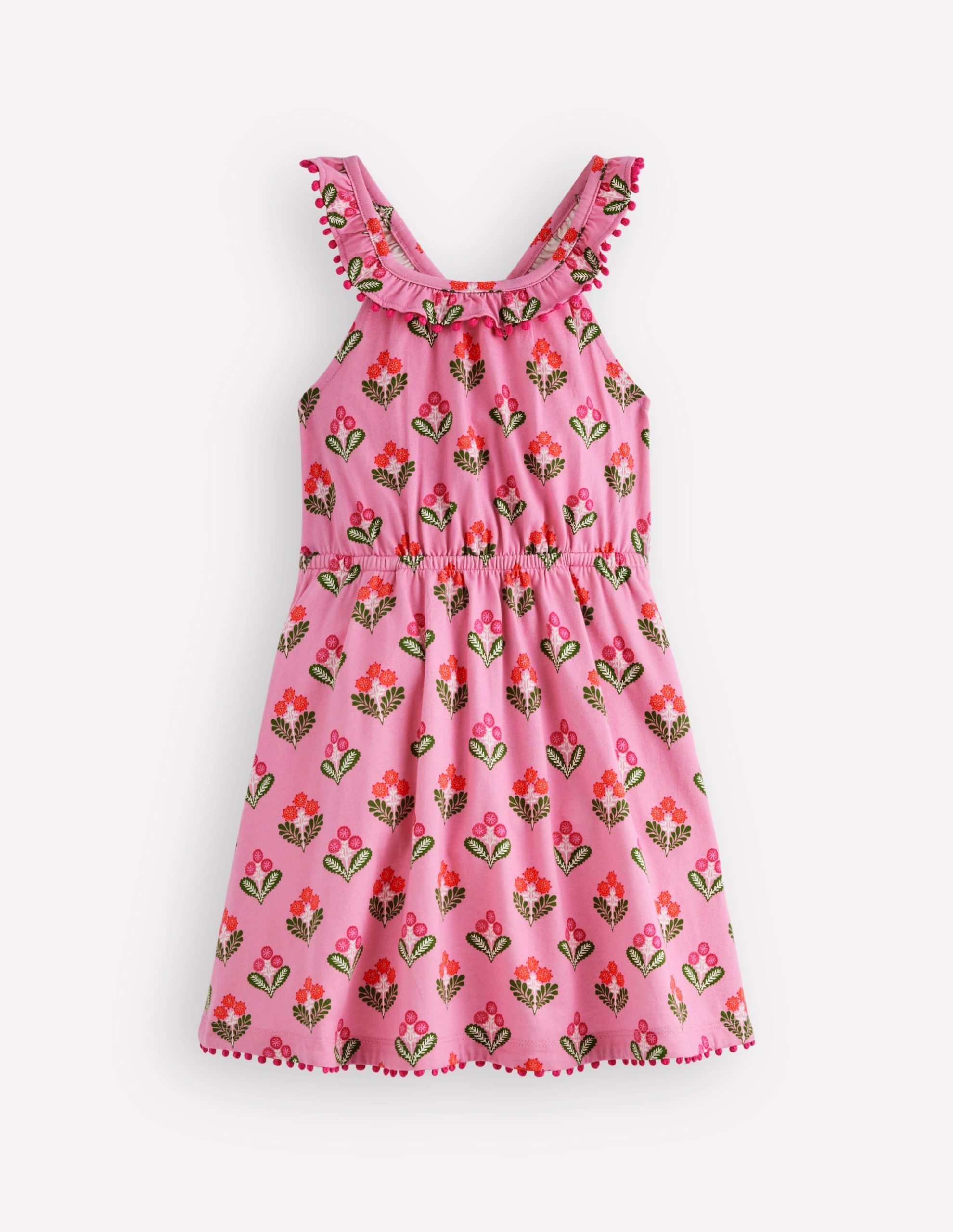 Ruffle Neck Trim Dress-Formica Pink Block Floral - Image 2