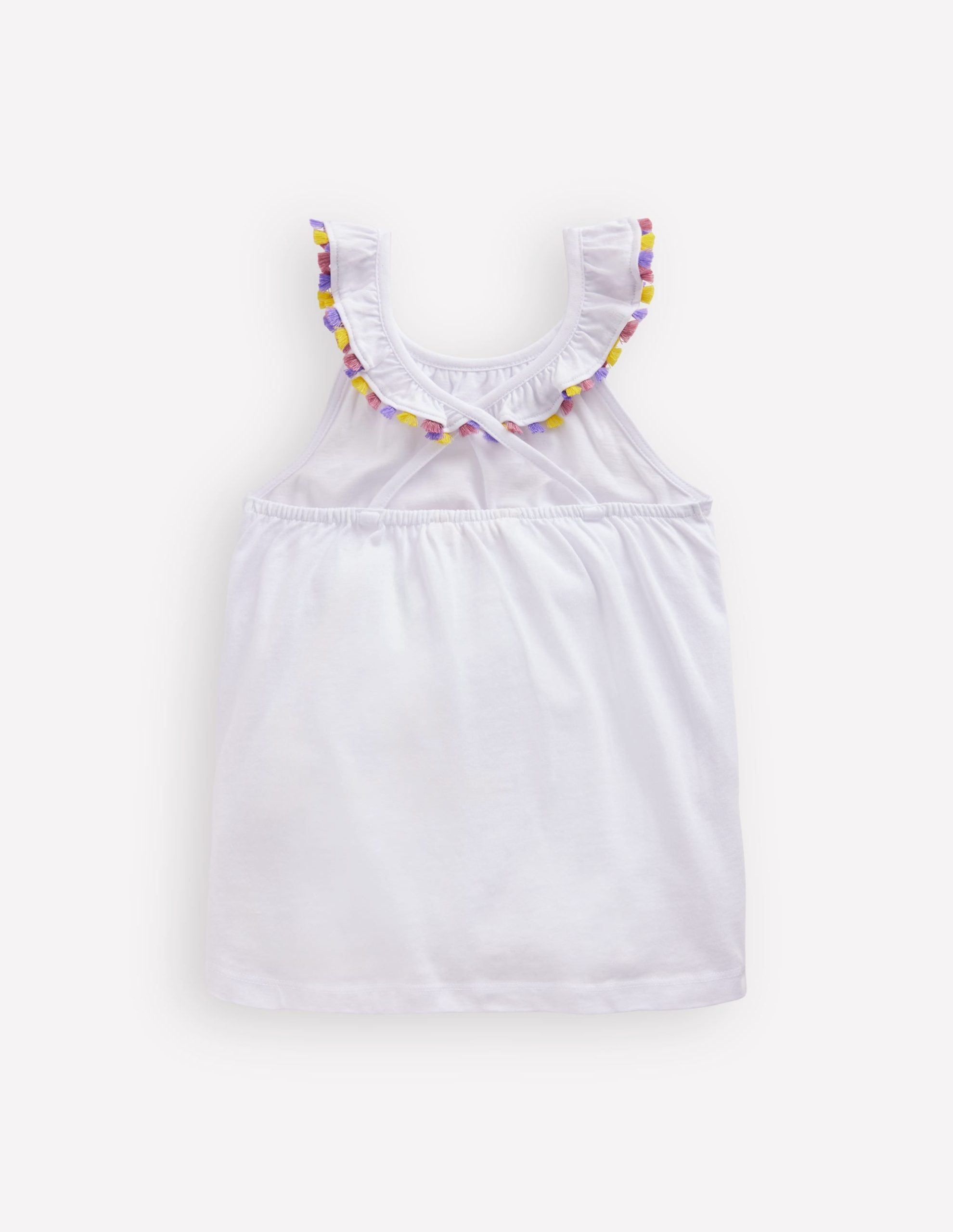 Ruffle Neck Trim Top-White - Image 2