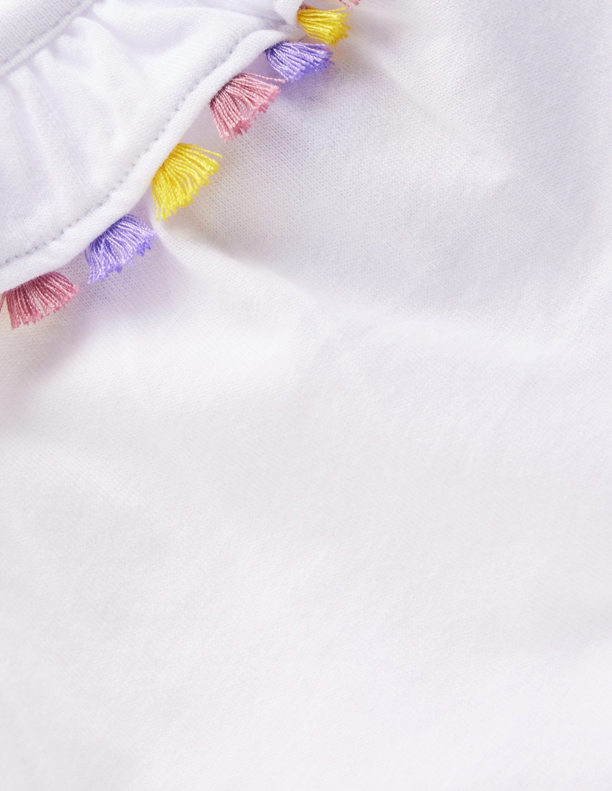 Ruffle Neck Trim Top-White - Image 3