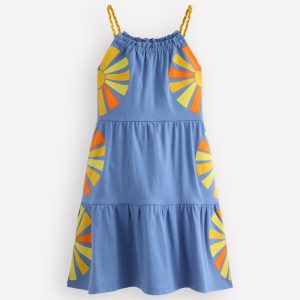 Enola Appliqu?? Jersey Dress-Salt Blue Sunrays