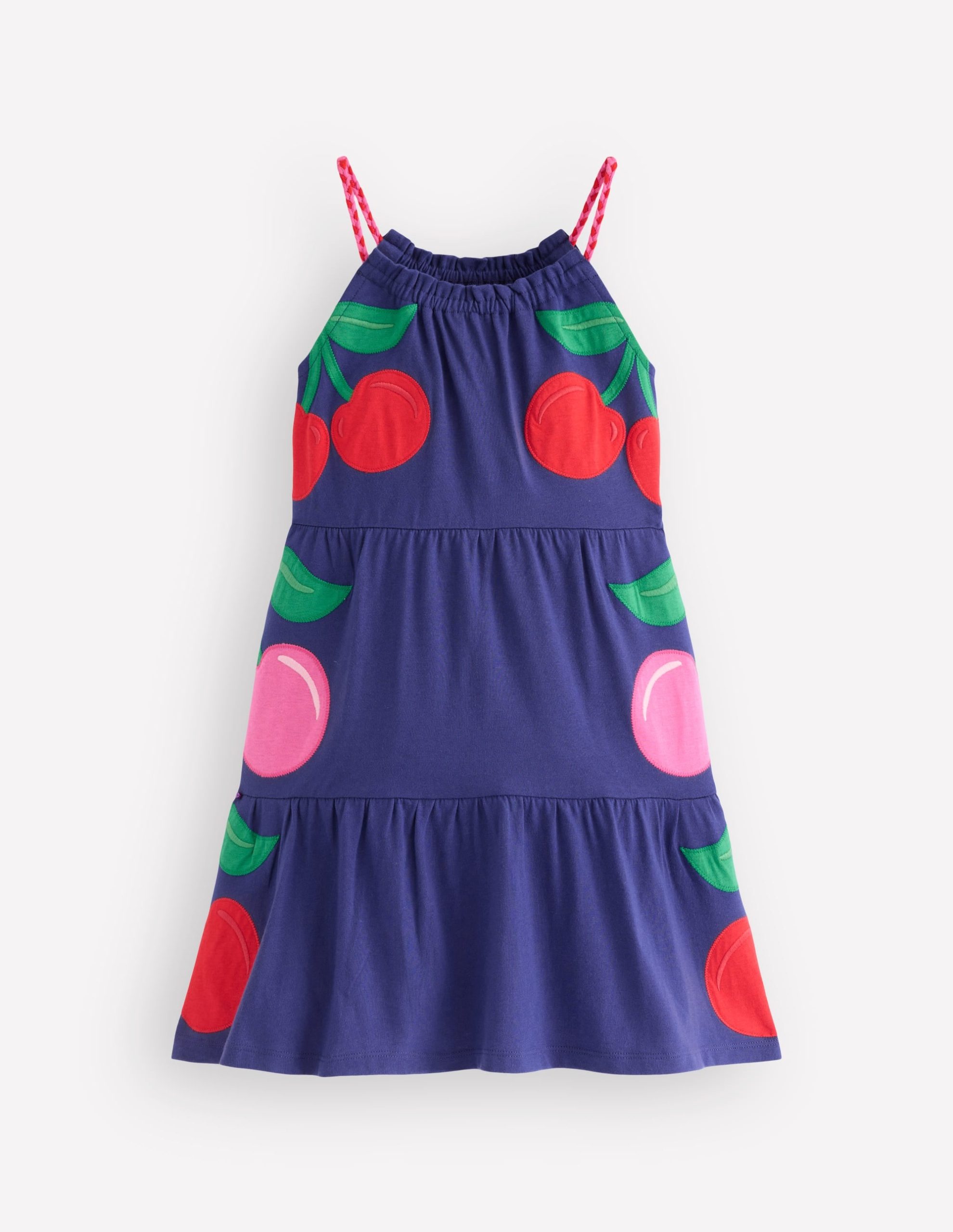 Enola Appliqu?? Jersey Dress-Starboard Blue Giant Cherries
