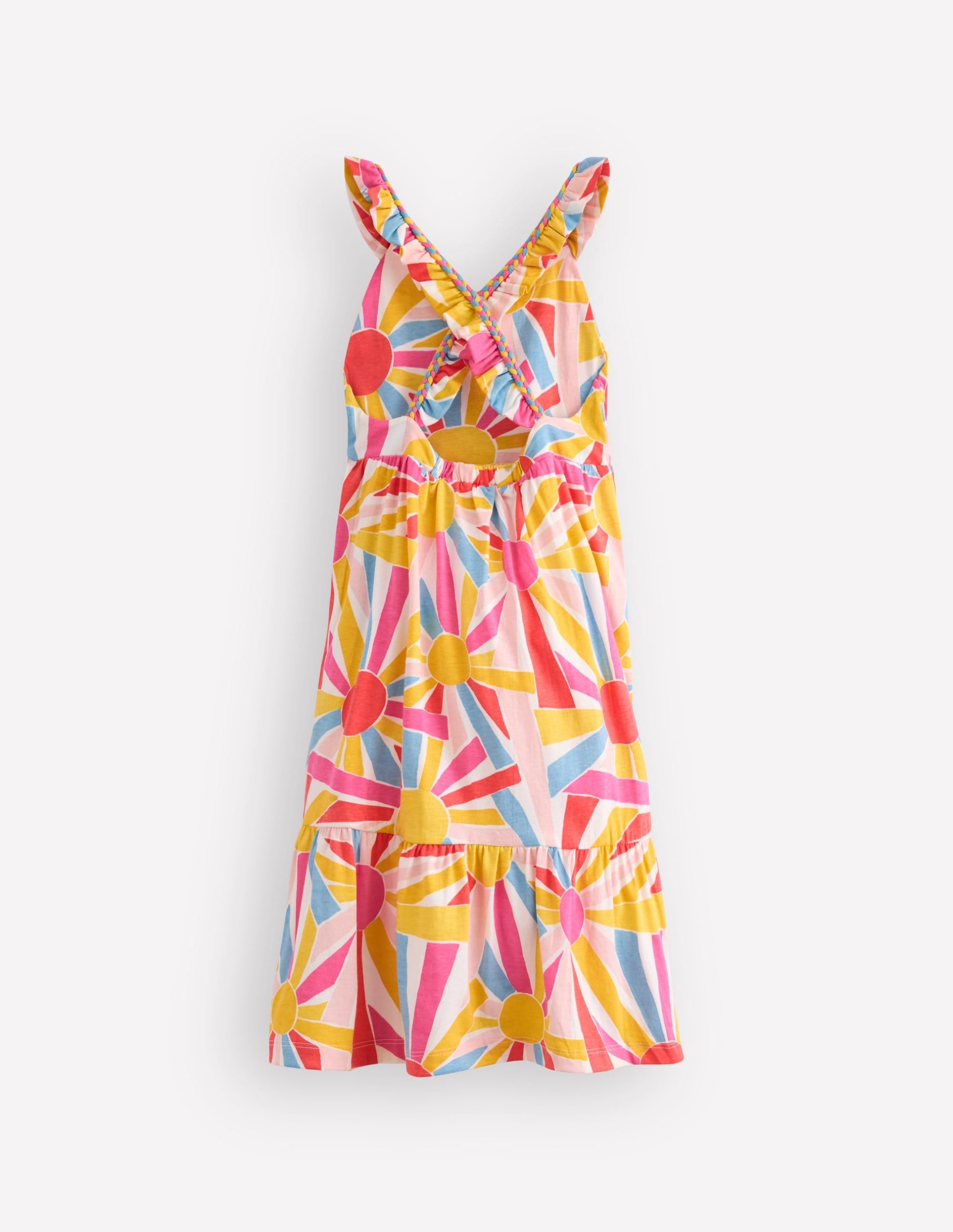 Cross-back Midi Jersey Dress-Soft Ivory Small Sunburst - Image 2