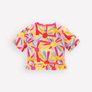 Peplum Towelling Top-Ivory Sunburst