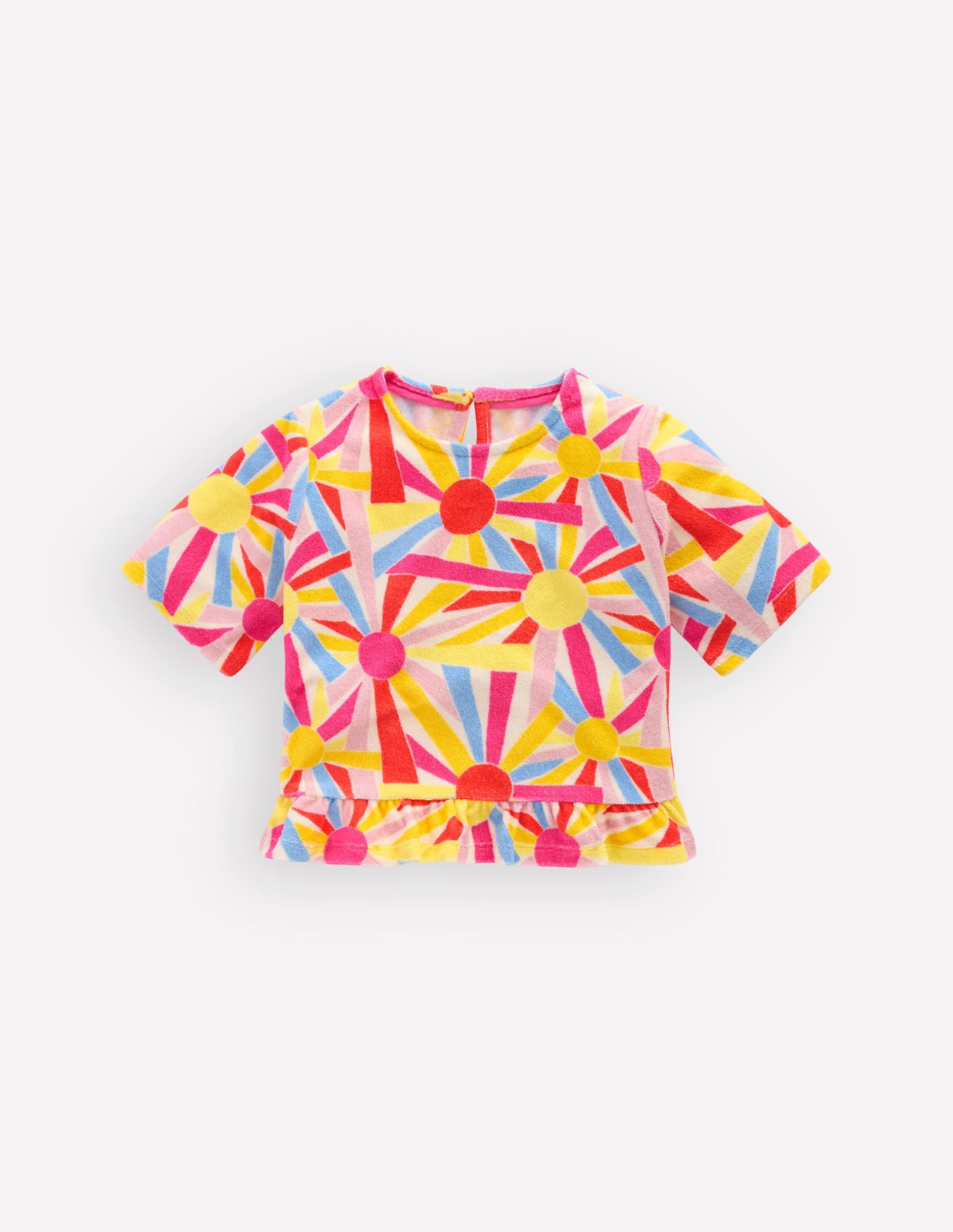Peplum Towelling Top-Ivory Sunburst