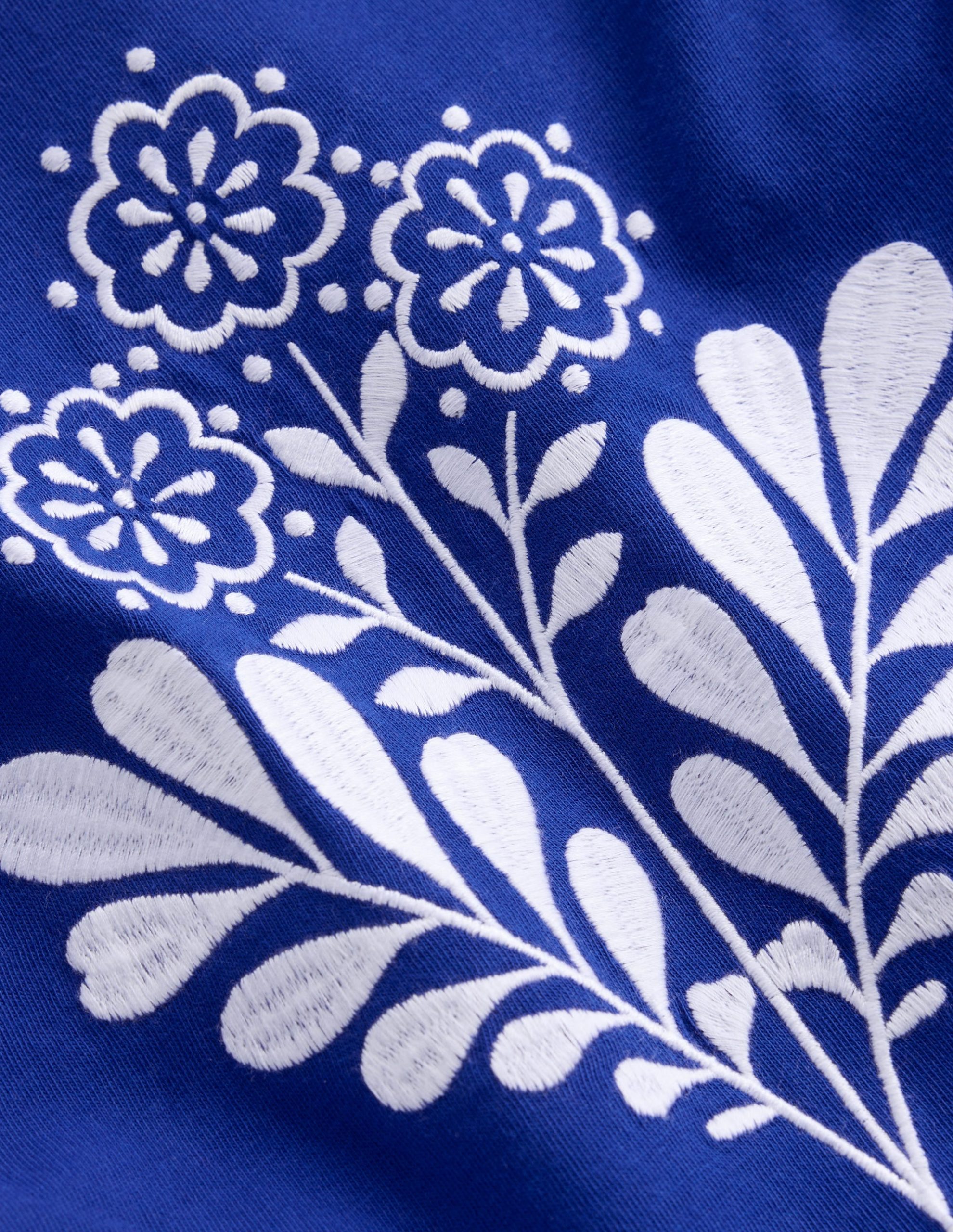 Embroidered Ruffle Top-Bright Blue Embroidery - Image 5