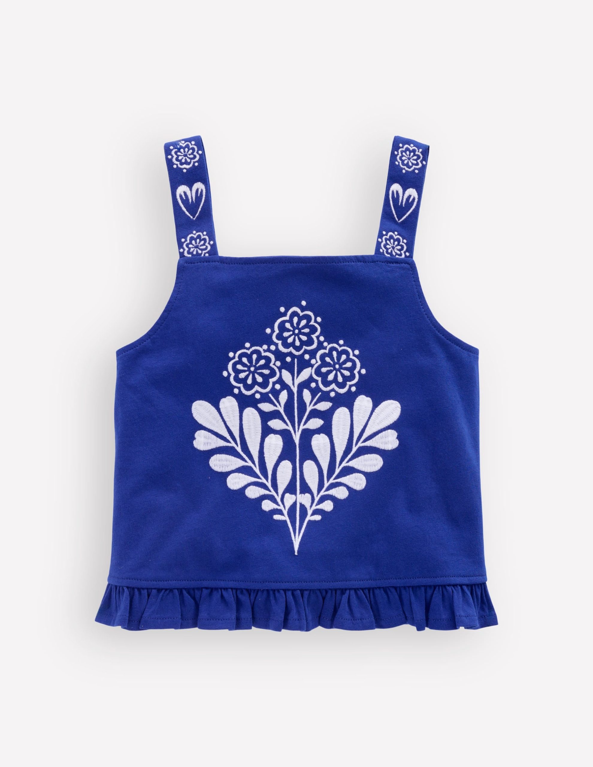Embroidered Ruffle Top-Bright Blue Embroidery - Image 3