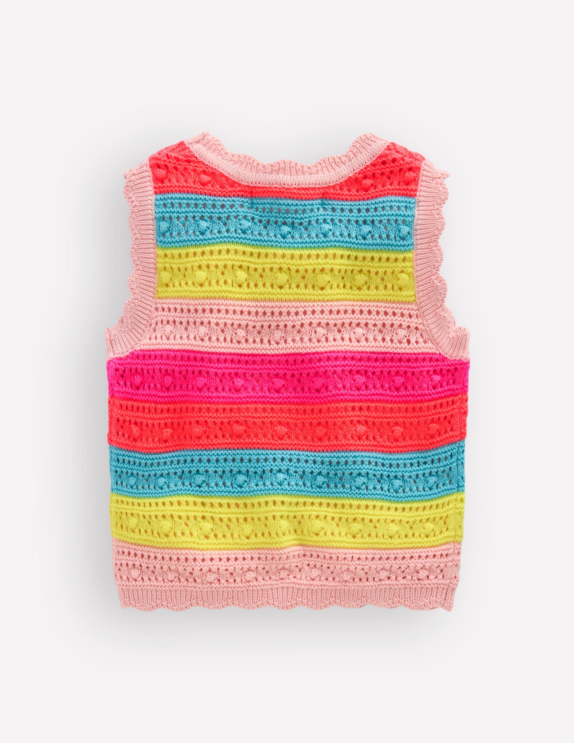 Pointelle Knitted Vest-Neon Stripe - Image 2