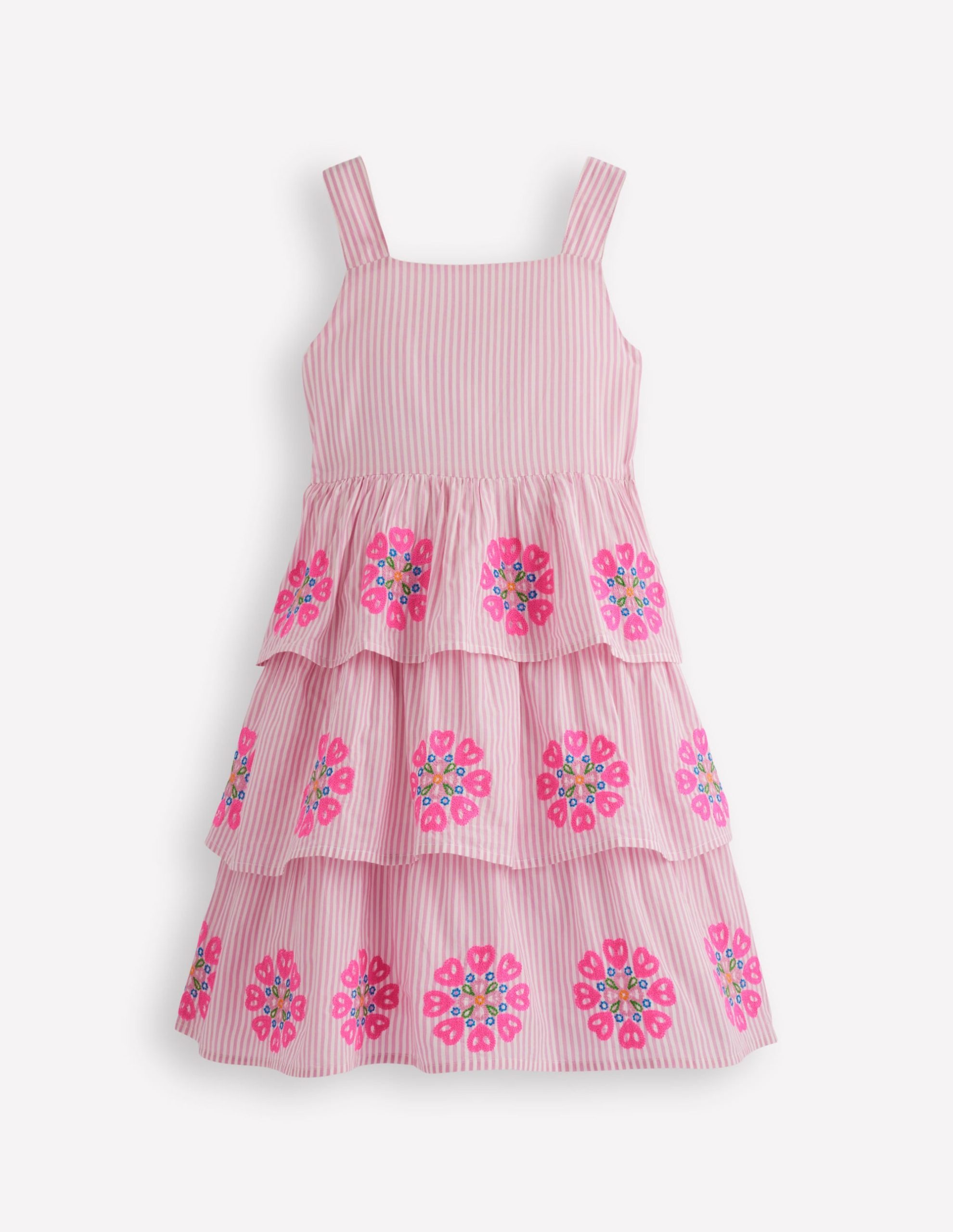 Tiered Embroidered Dress-Formica Pink Stripe