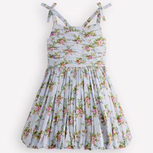 Ruched Bodice Bubble Dress-Vintage Floral