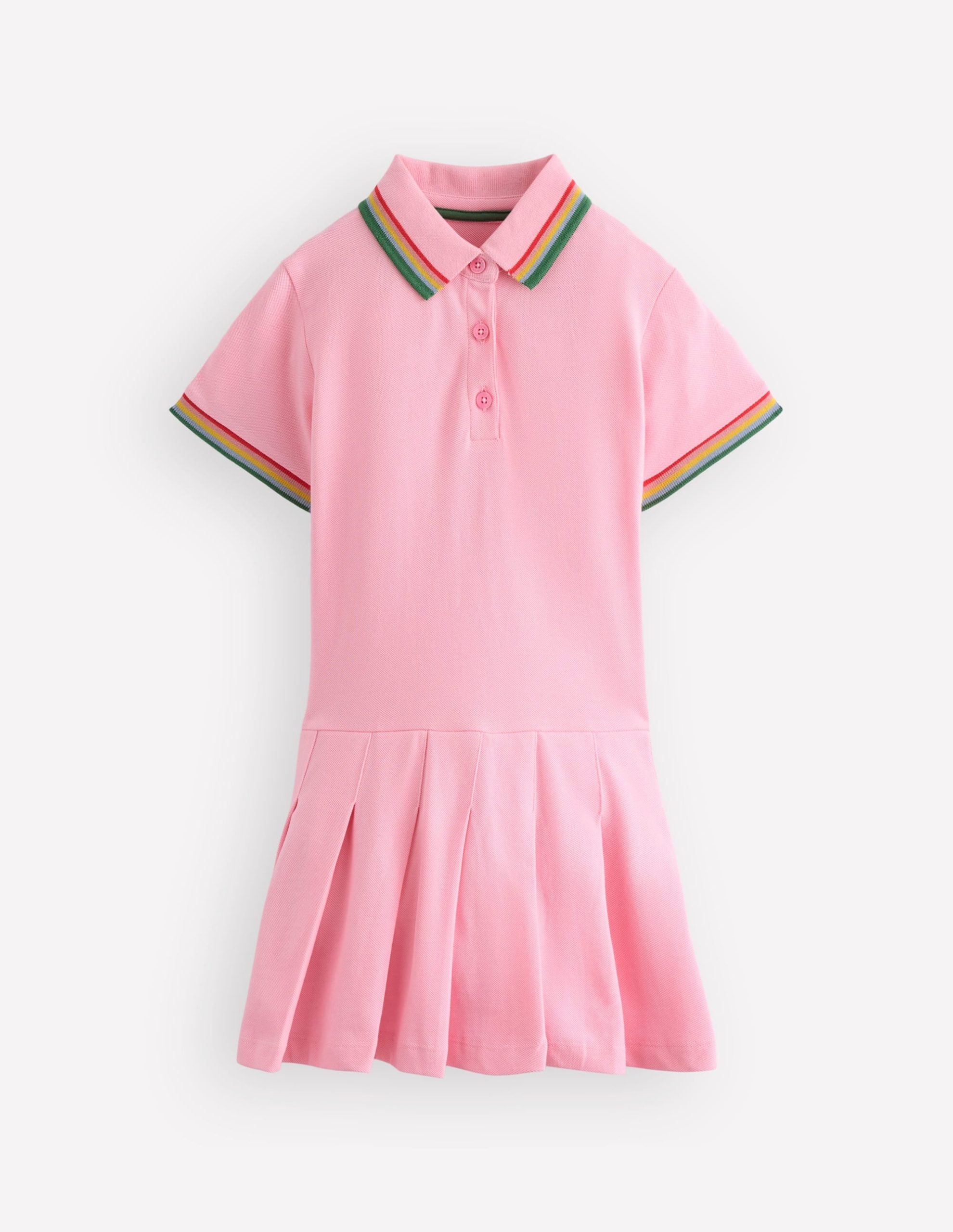 Pleated Skirt Jersey Dress-Almond Pink - Image 3