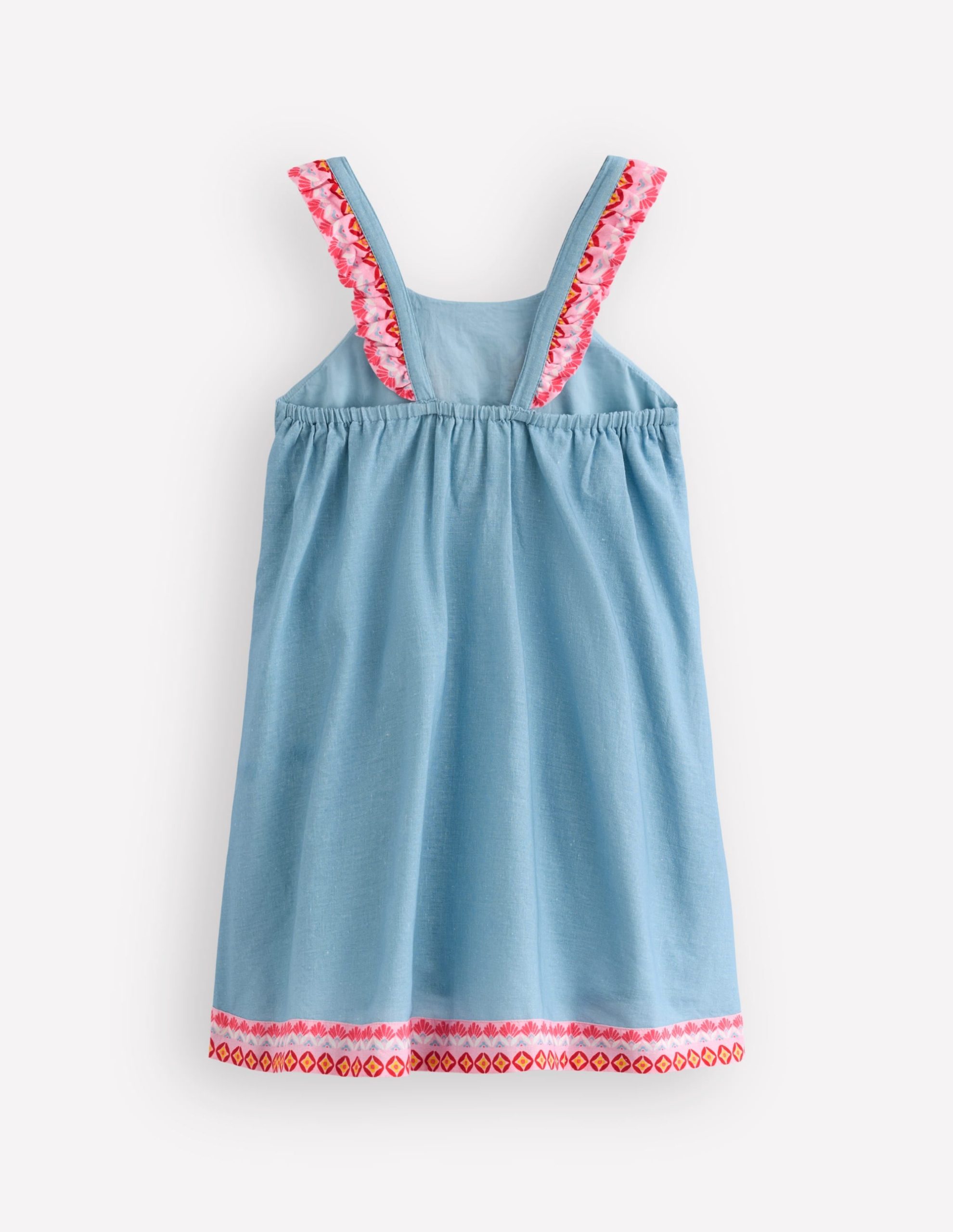 Ruffle Strap Sundress-Vintage Blue Floral Placement - Image 2