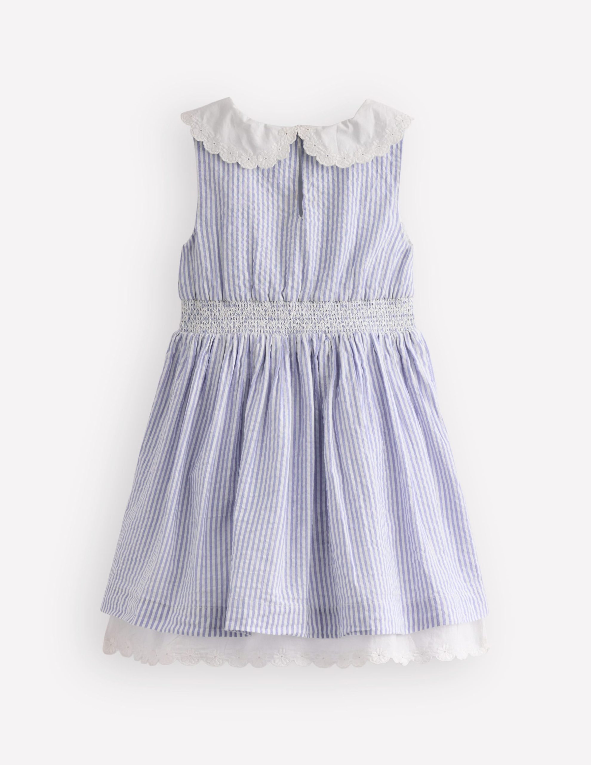 Nostalgic Broderie Dress-Salt Blue Ticking Stripe - Image 2