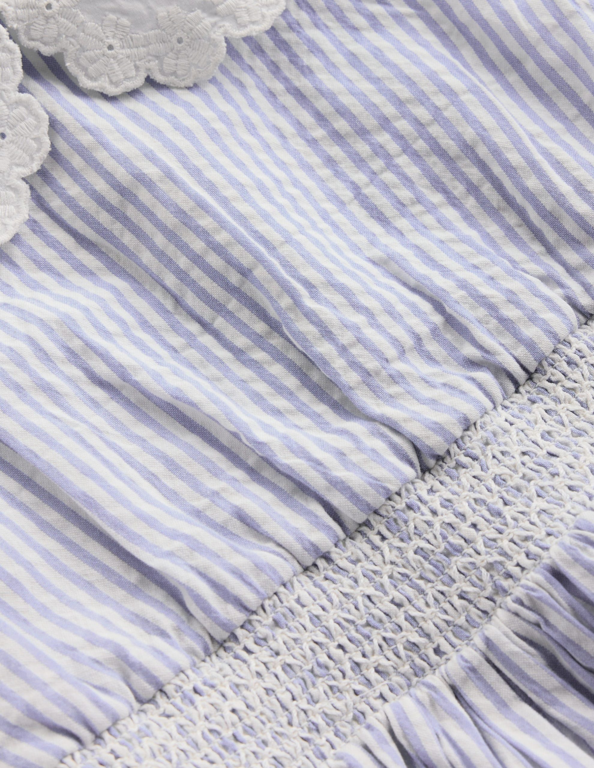 Nostalgic Broderie Dress-Salt Blue Ticking Stripe - Image 3