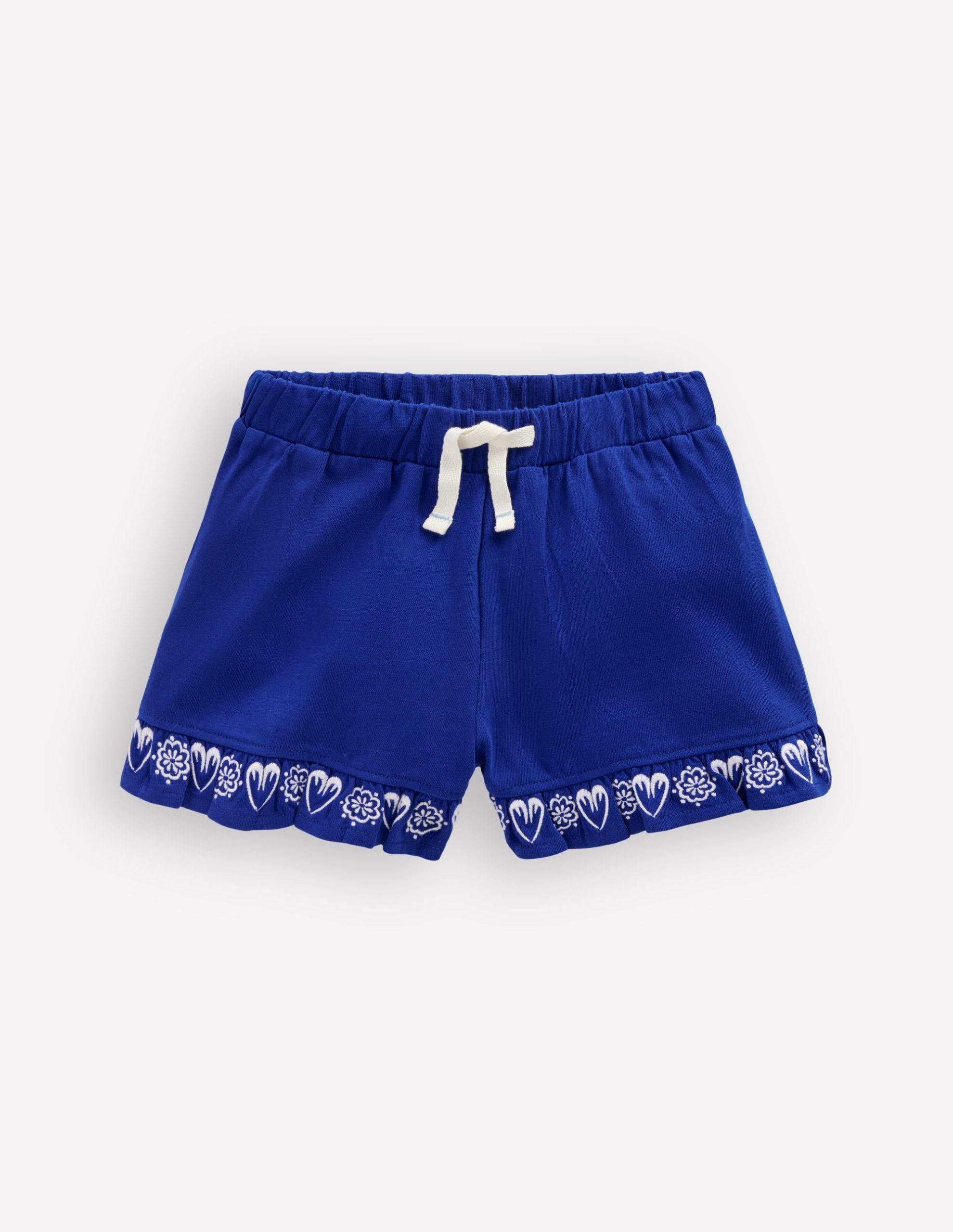 Embroidered Jersey Shorts-Bright Blue Embroidery