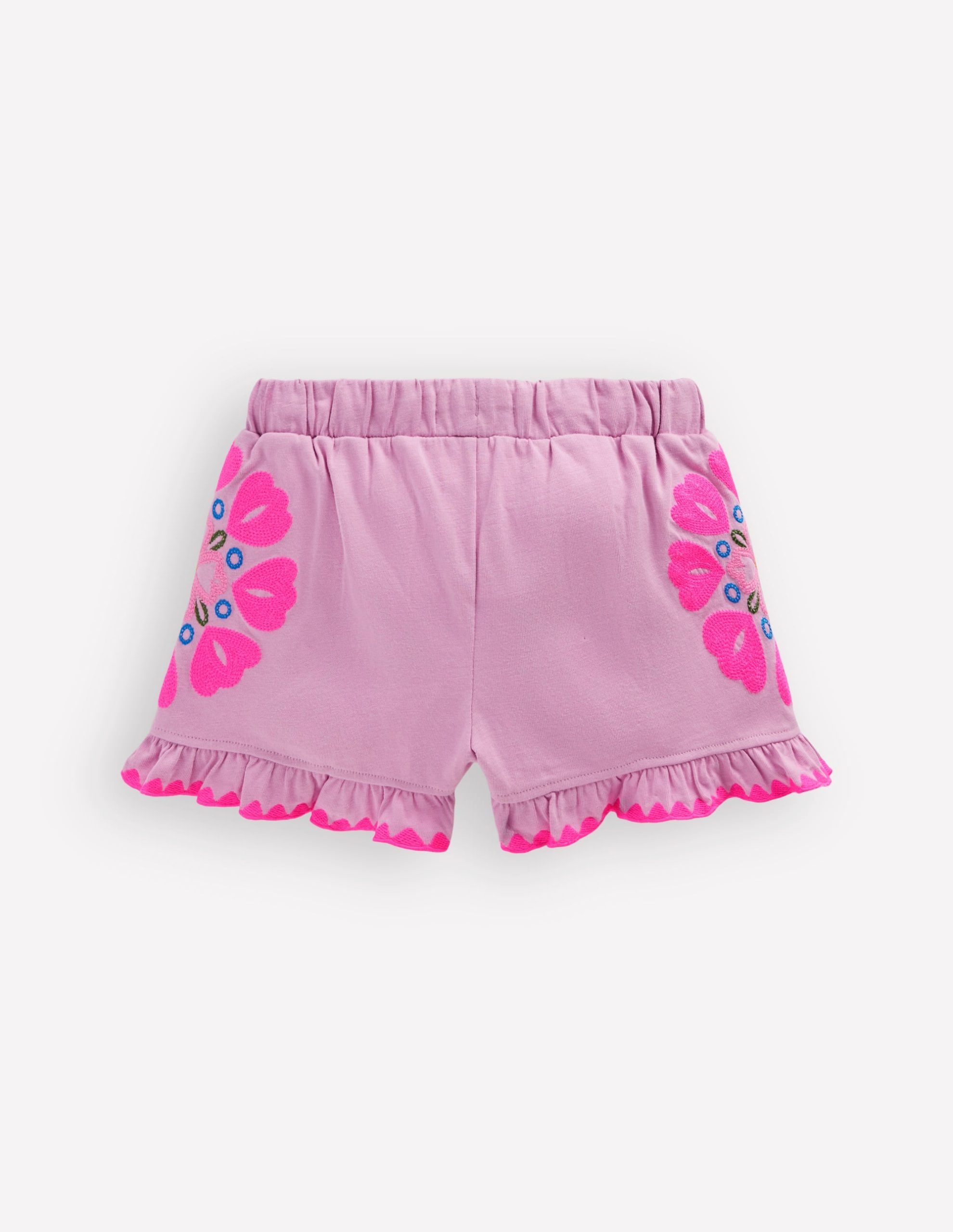 Embroidered Jersey Shorts-Pink Punch Embroidery - Image 2