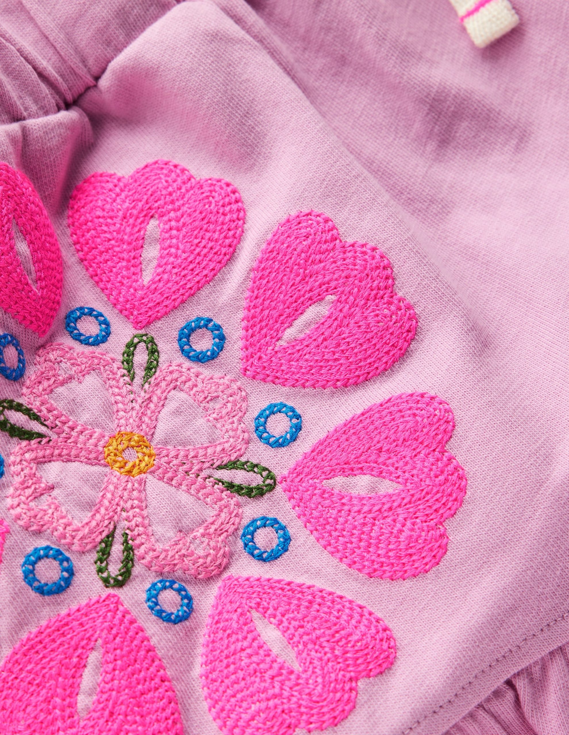 Embroidered Jersey Shorts-Pink Punch Embroidery - Image 3
