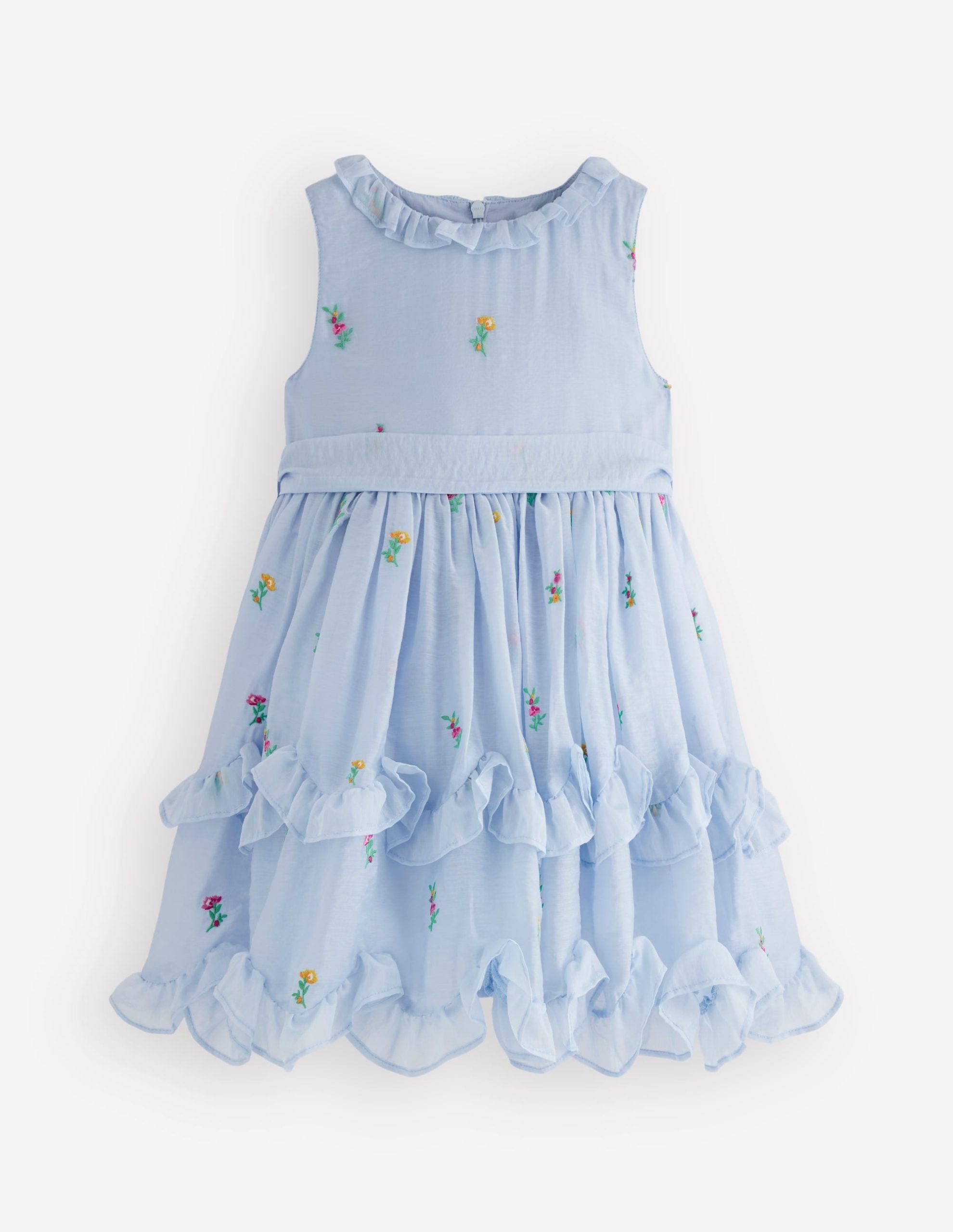 Tiered Ruffle Occasion Dress-Misty Blue